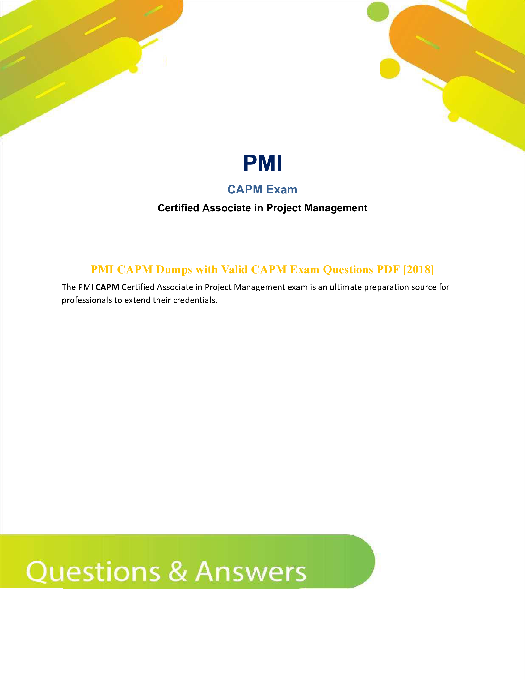 PMI CAPM Exam Questions & Answers 2022