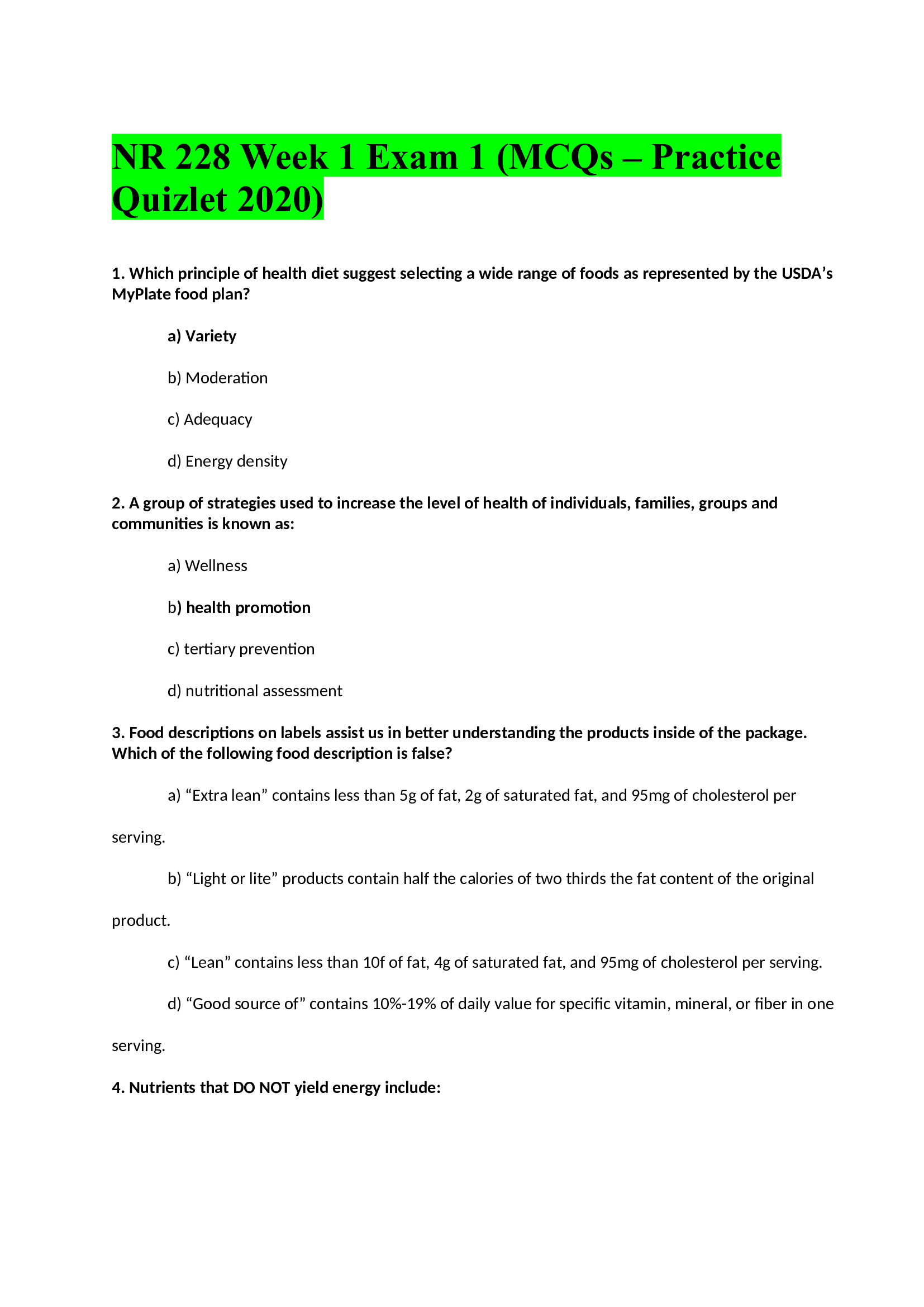NR 228 Week 1 Exam 1 (MCQs – Practice Quizlet 2020)
