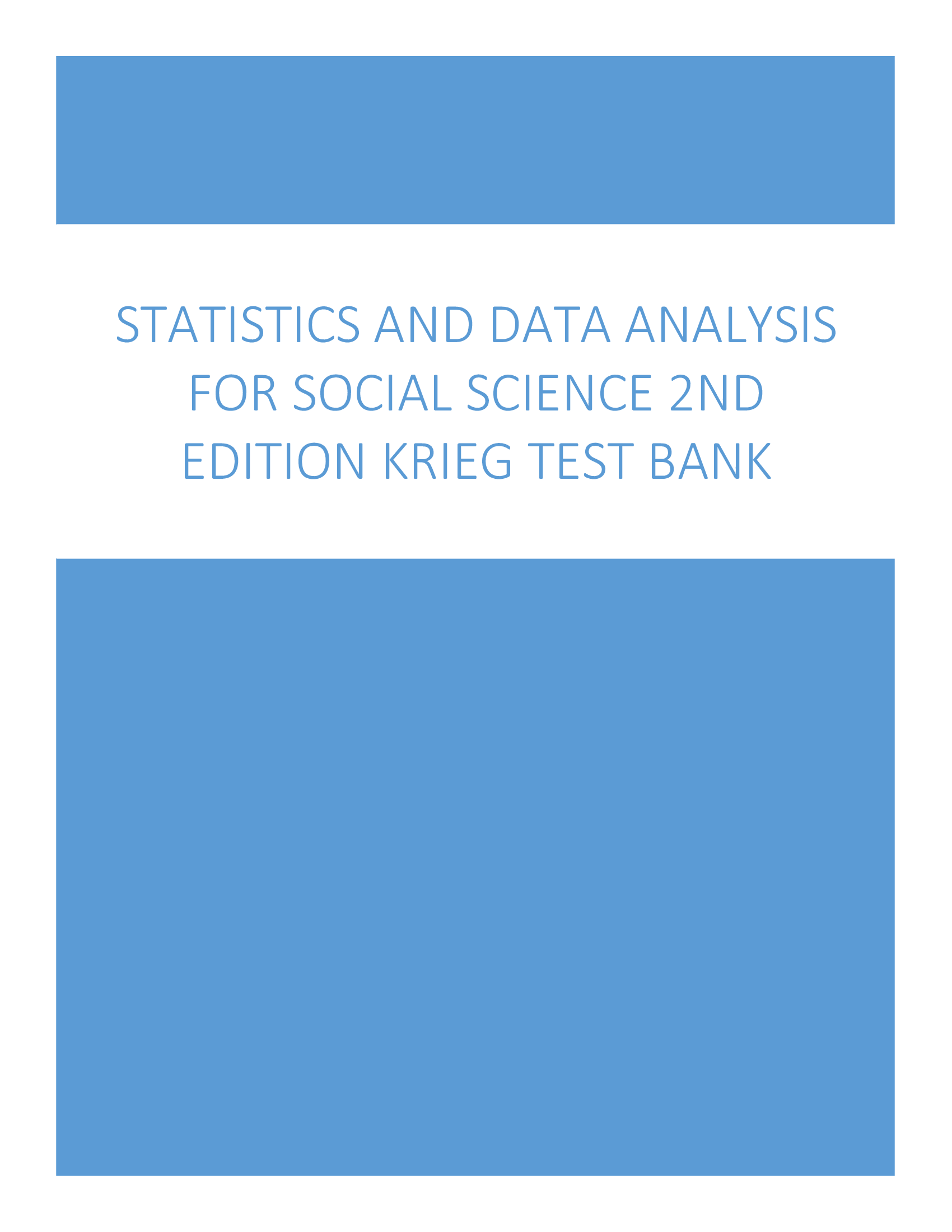 Statistics and Data Analysis for Social Science 2nd Edition Krieg Test Bank