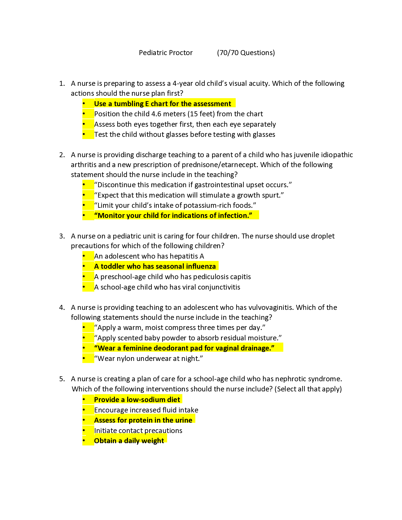 ATI PEDS Proctored Exam Questions and Answers 2026 | Comprehensive Study Guide