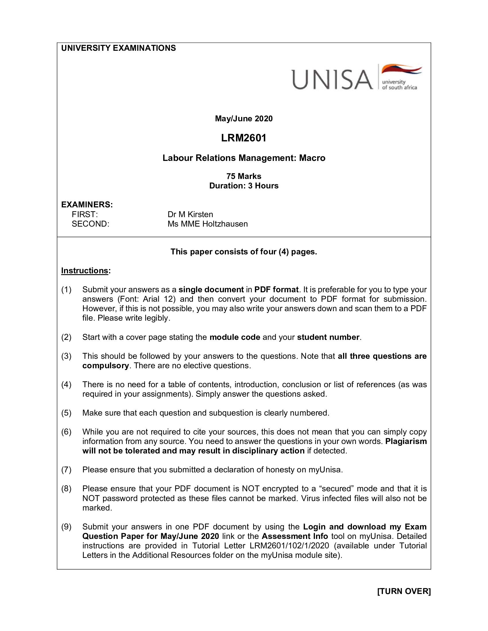 LRM2601 Online Assessment June 2020