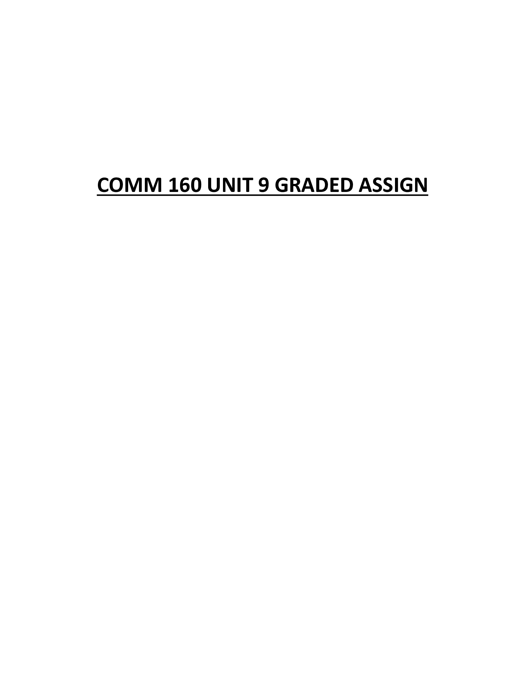 COMM 160 UNIT 9 GRADED ASSIGN..