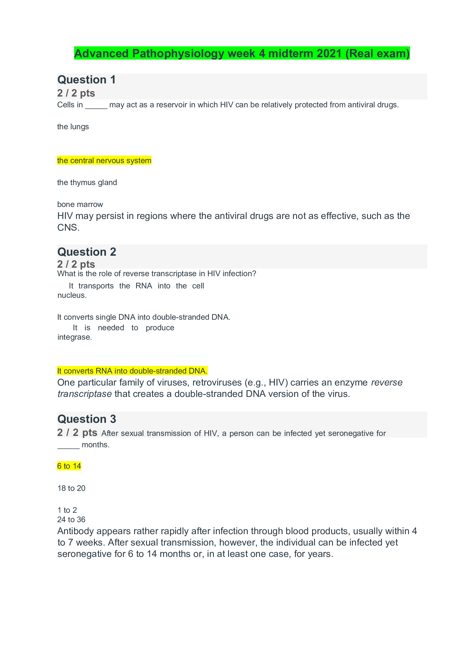 Advanced Pathophysiology week 4 midterm 2021 (Real exam)