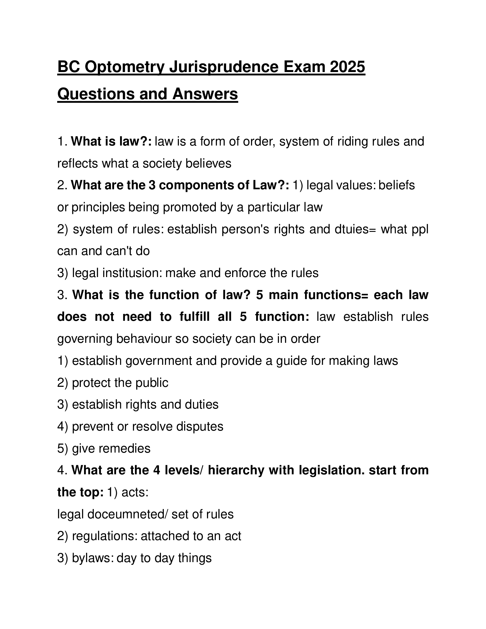 BC Optometry Jurisprudence Exam 2026 Questions and Answers