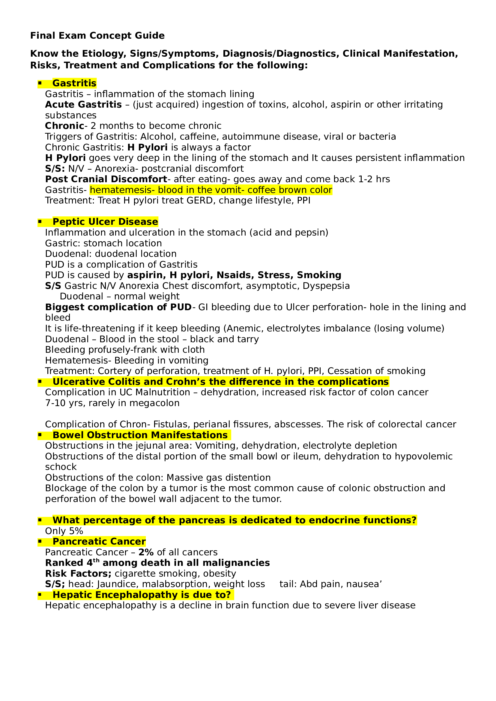 NUR2063 Final REVISED Final Exam Study Guide Patho Spring 2021 HIGHLY GRADED..