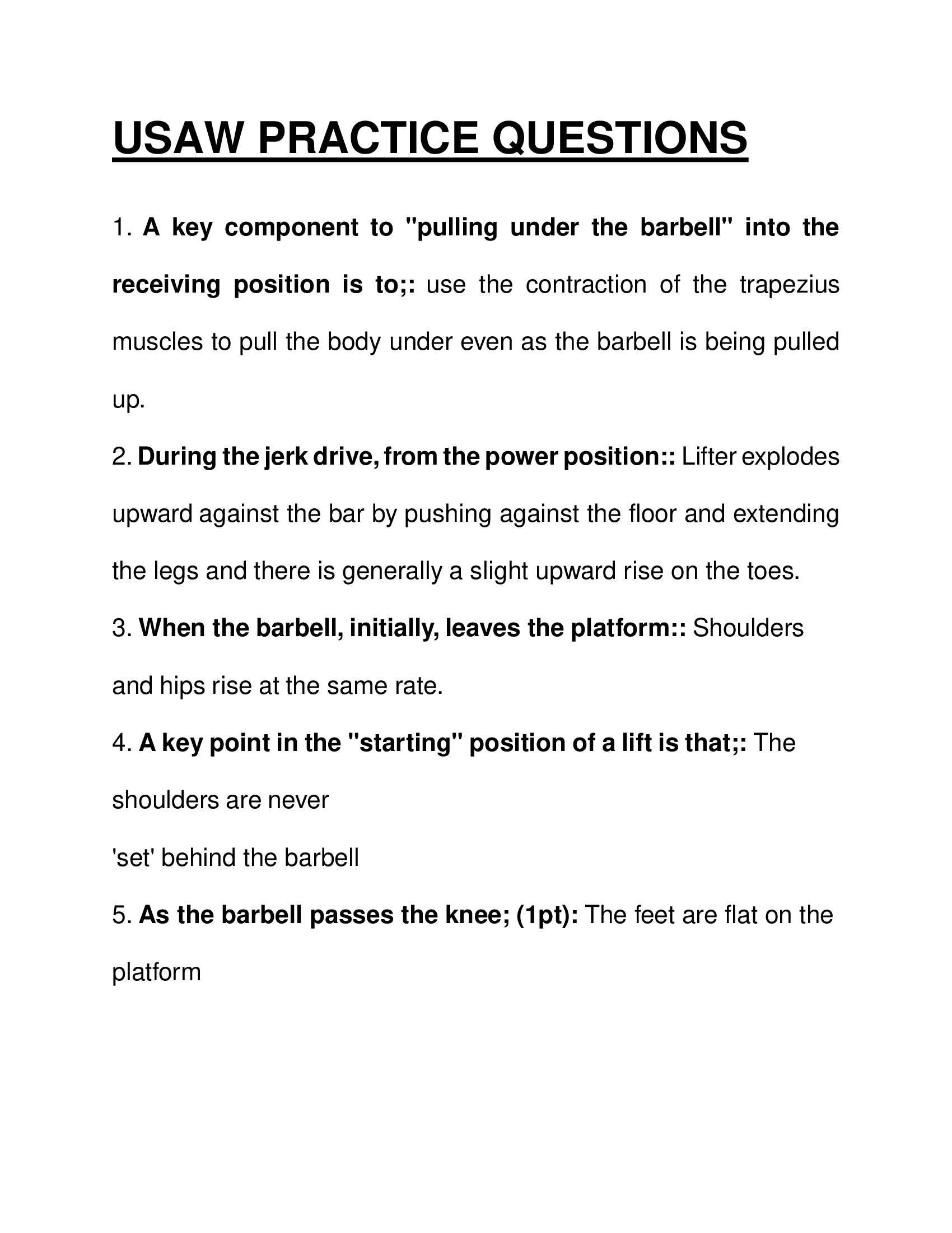 USA Weightlifting Level 2 – Practice Questions with Answers – Complete USAW Exam Preparation Guide