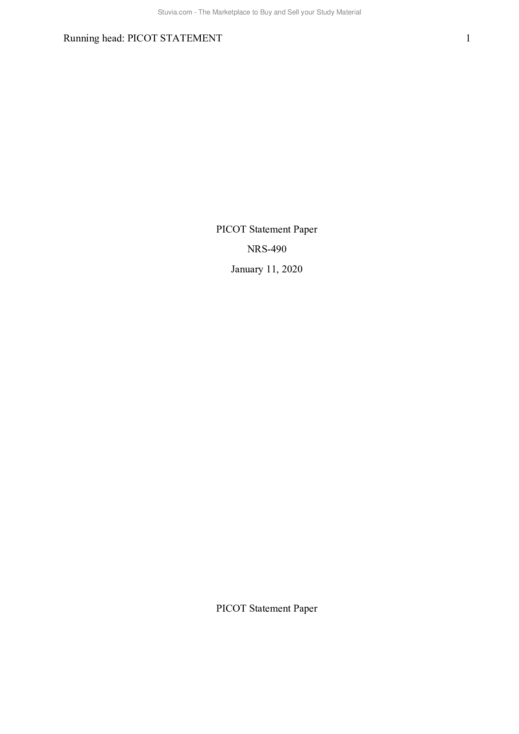 NRS 490 PICOT Statement Paper