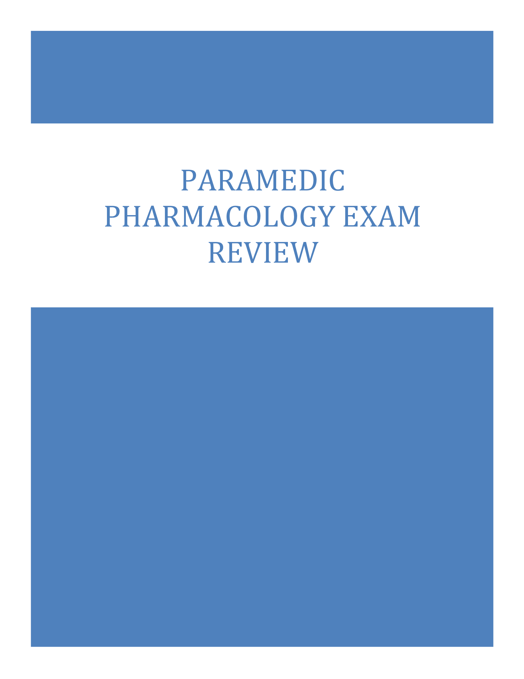 Paramedic Pharmacology Exam Review 2026