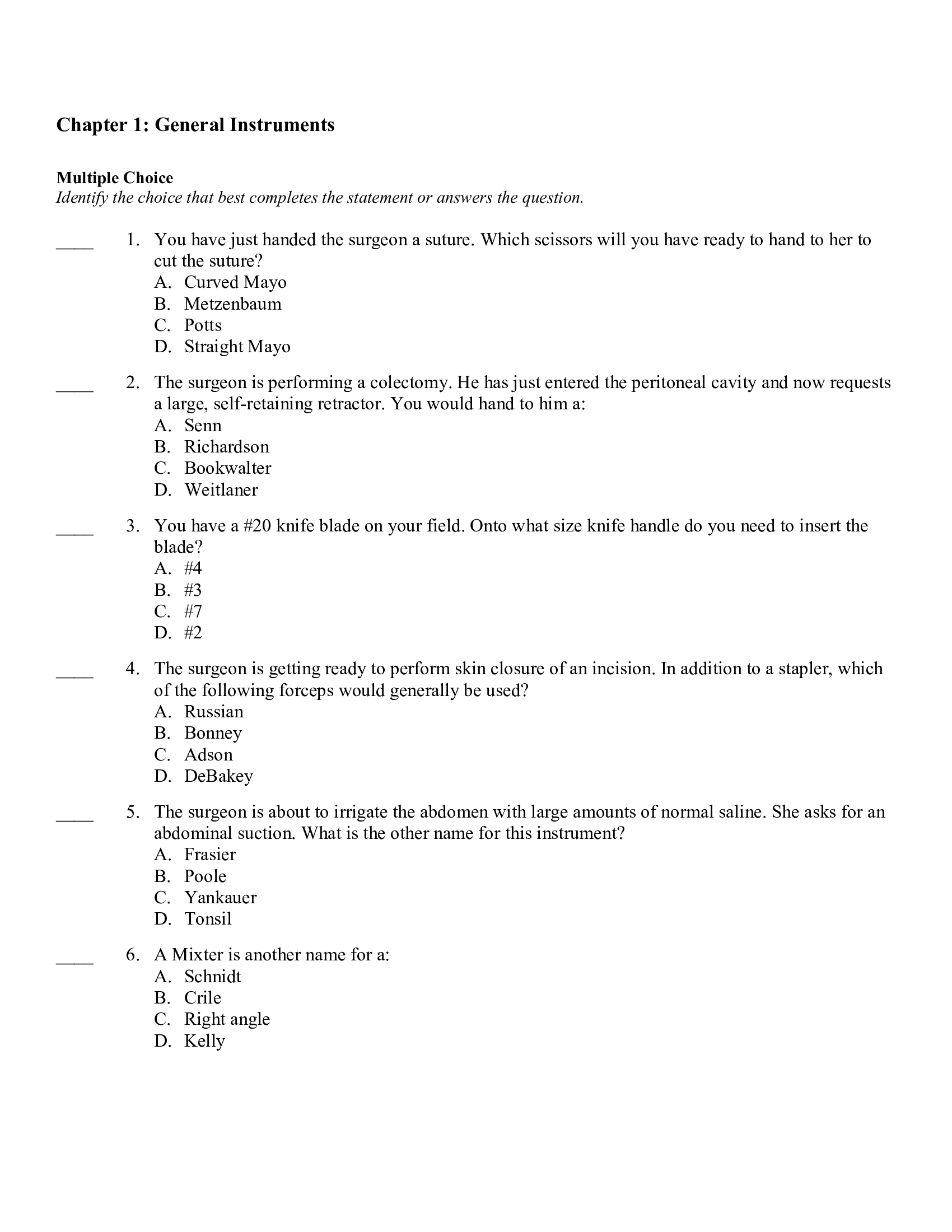 Test Bank for Differentiating Surgical Instruments 2nd Edition by Rutherford