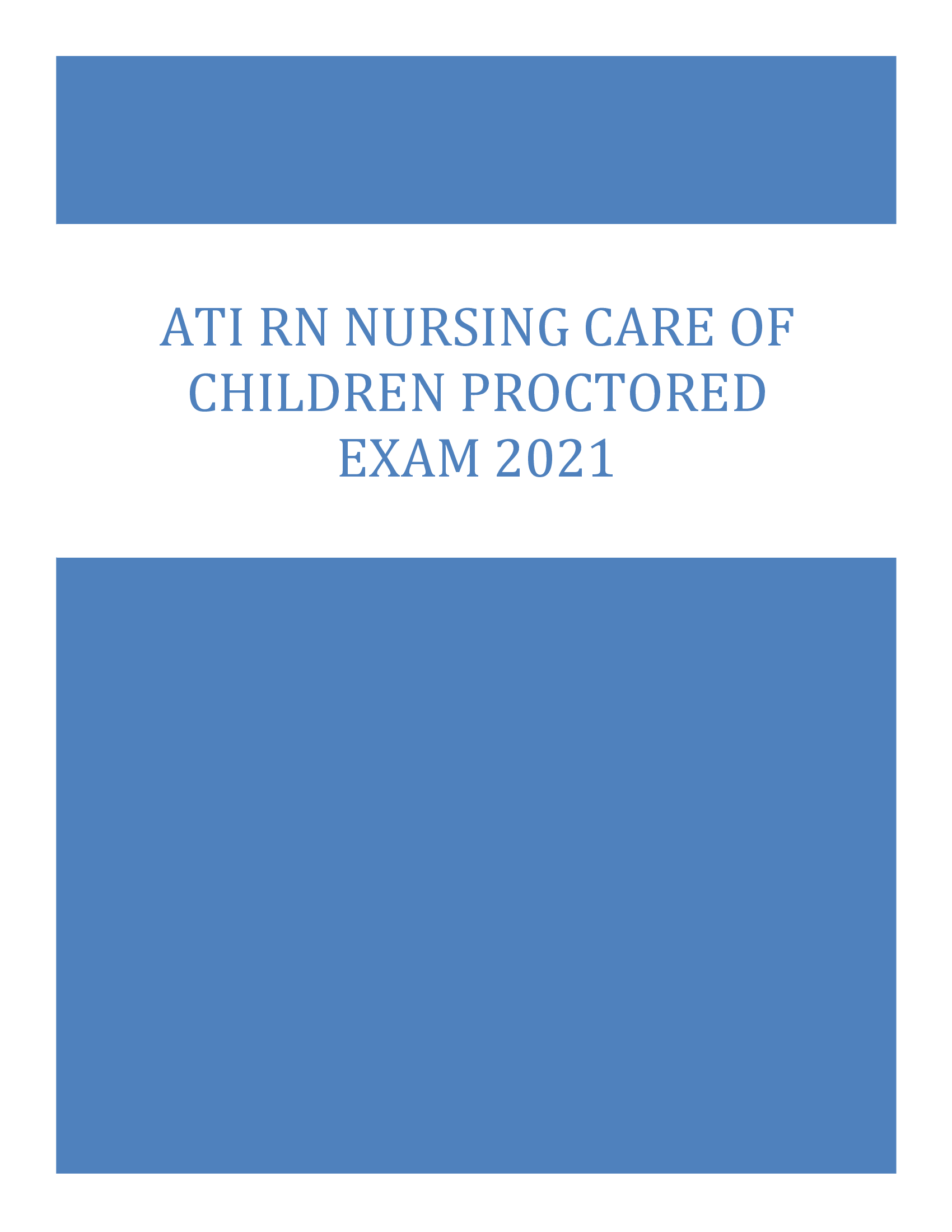 ATI RN Nursing Care of Children Proctored Exam