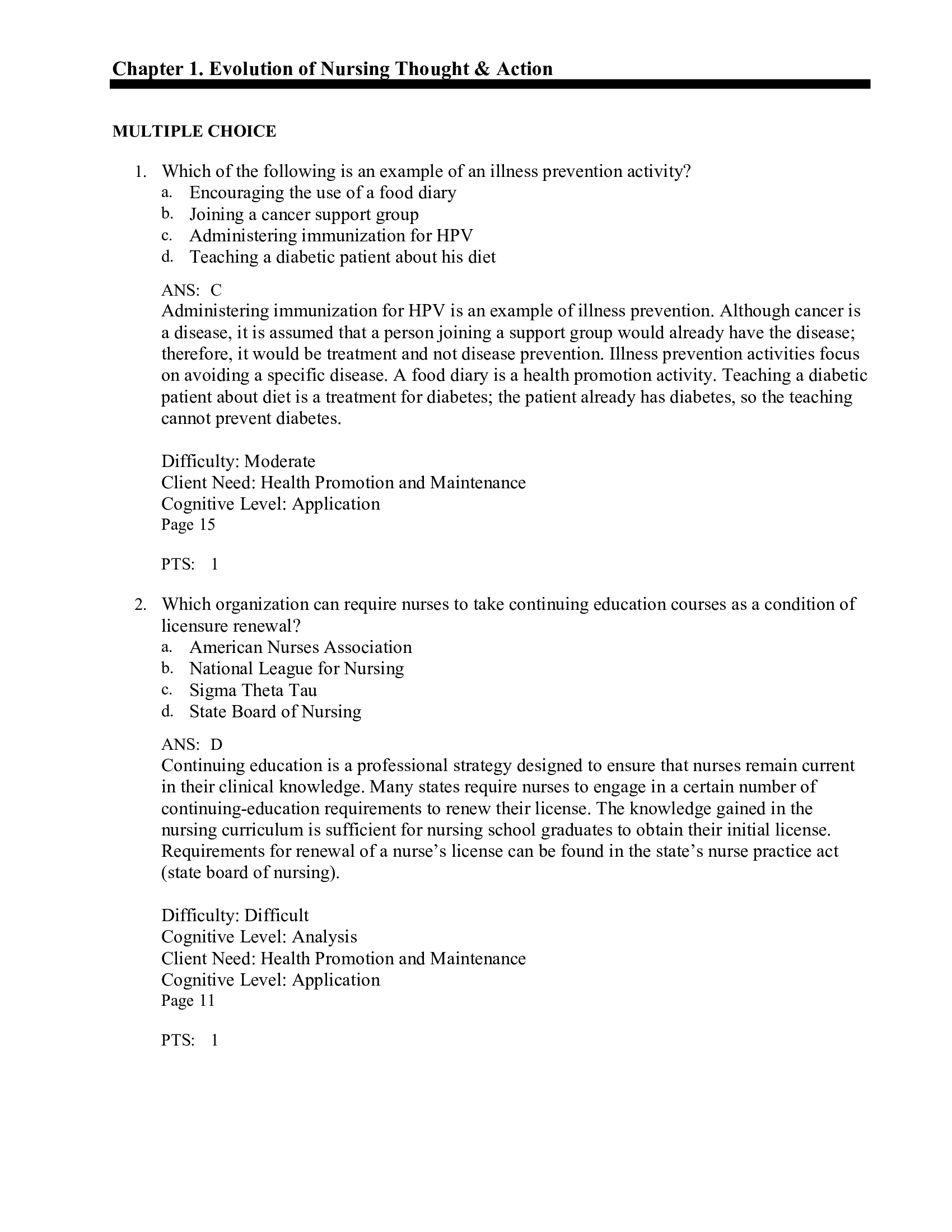 Test Bank for Fundamentals of Nursing 3rd Edition by Wilkinson