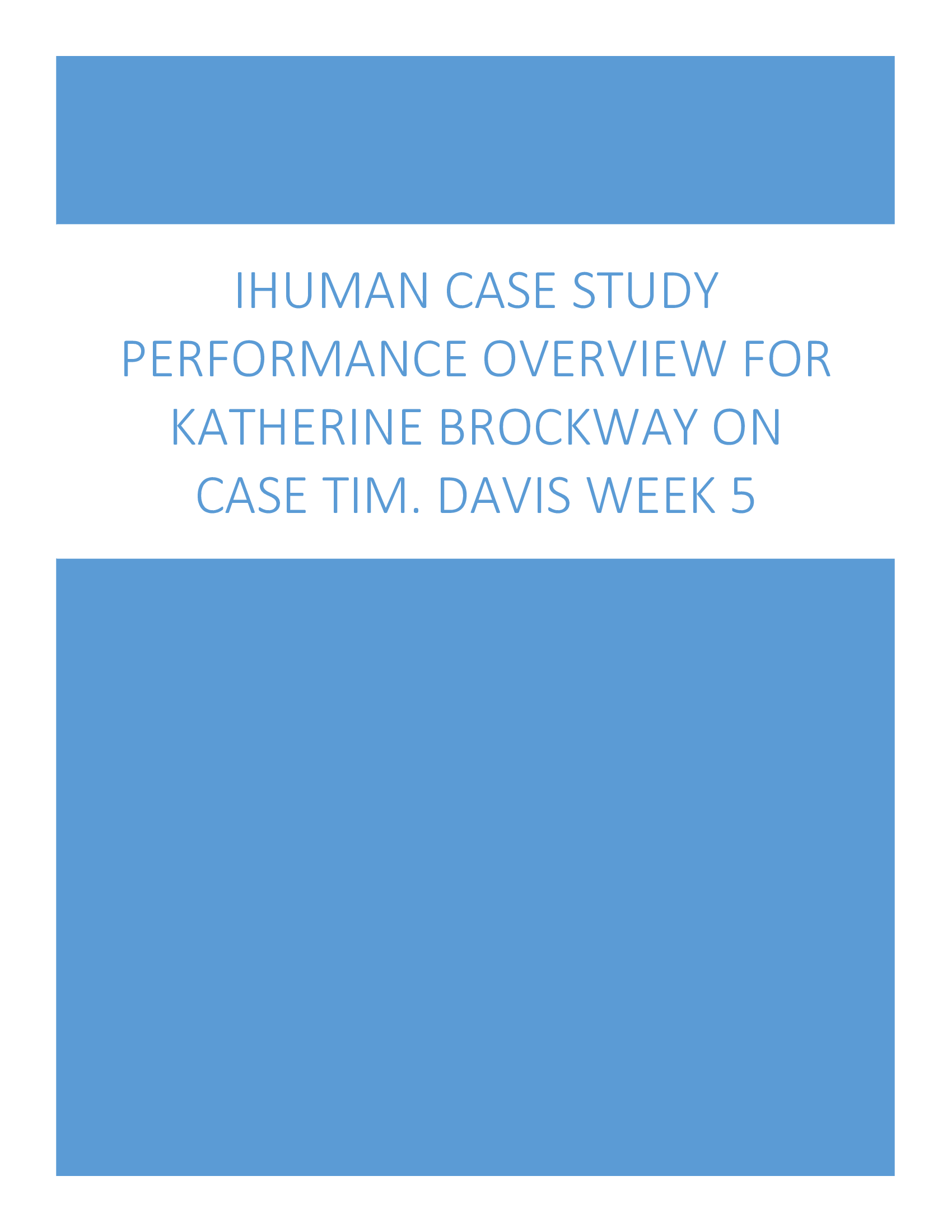 ihuman case study Performance Overview for Katherine Brockway on case Tim. Davis 2024 Week 5