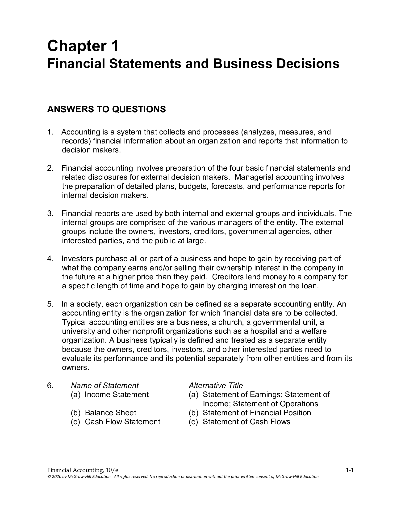 Solution Manual for Financial Accounting 10th Edition By Libby