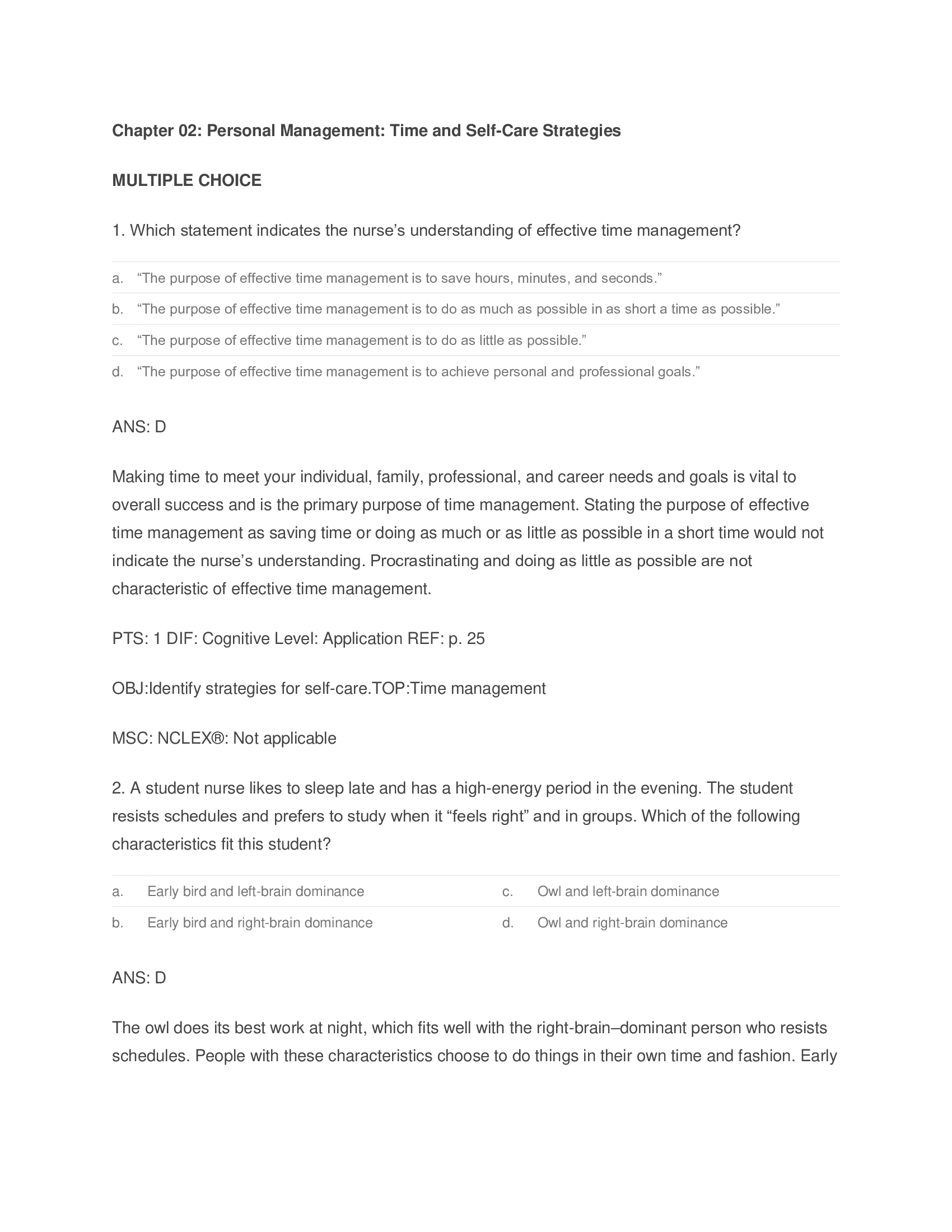 A Complete Test Bank For Nursing Today, Transition And Trends, 8th Edition JoAnn Zerwekh MSN EdD RN, Ashley Zerwekh Garneau MS RN
