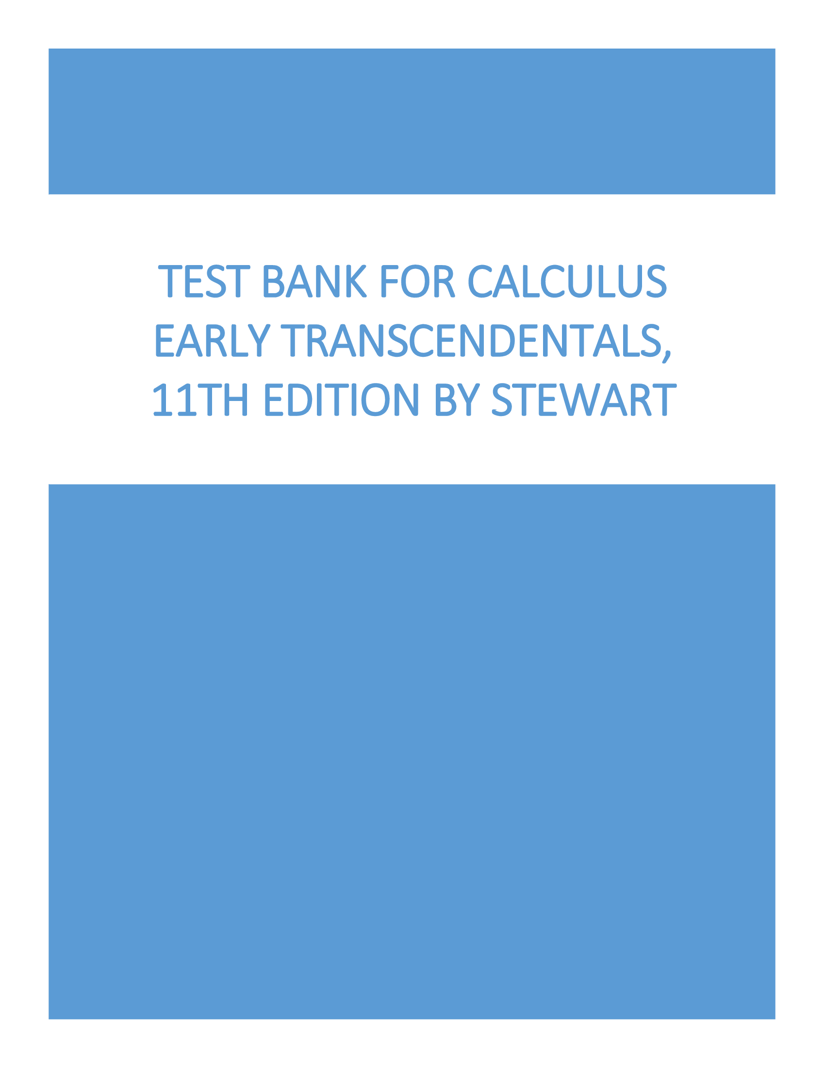 Test Bank | Solution Manual for Calculus Early Transcendentals, 11th Edition By Stewart