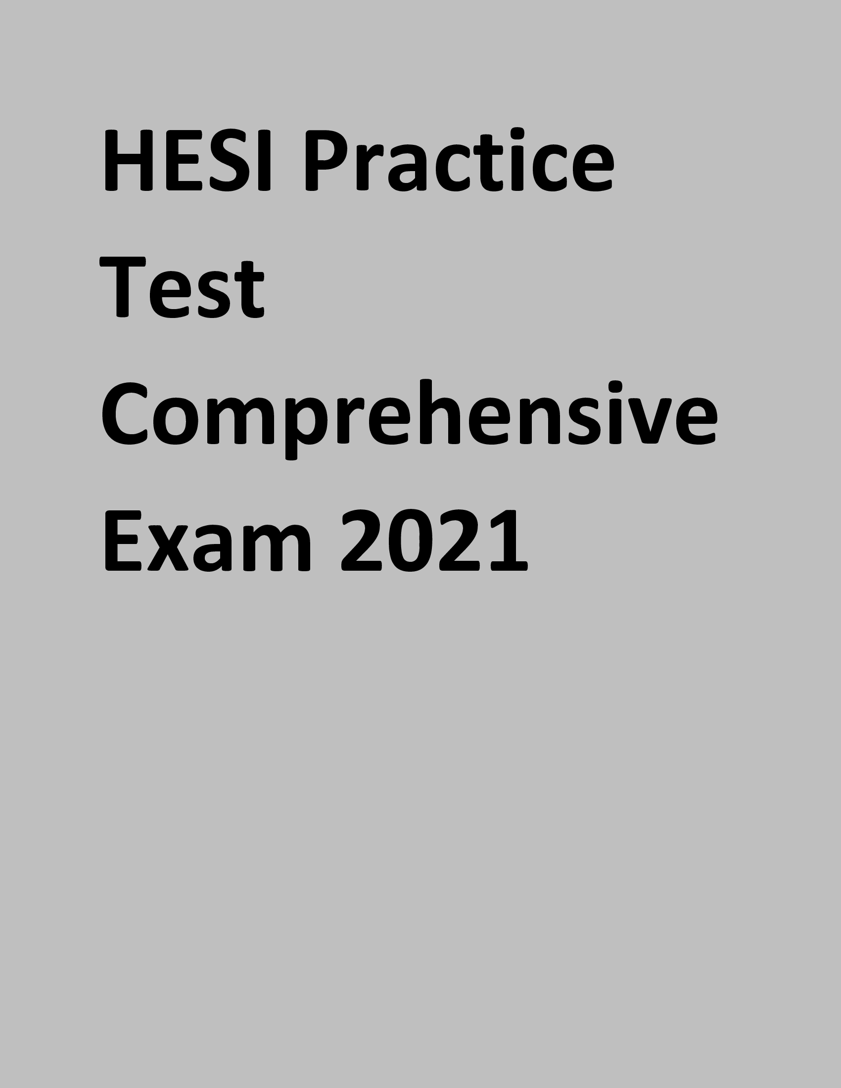 HESI Practice Test Comprehensive Exam Best Revision Material for Upcoming Exams