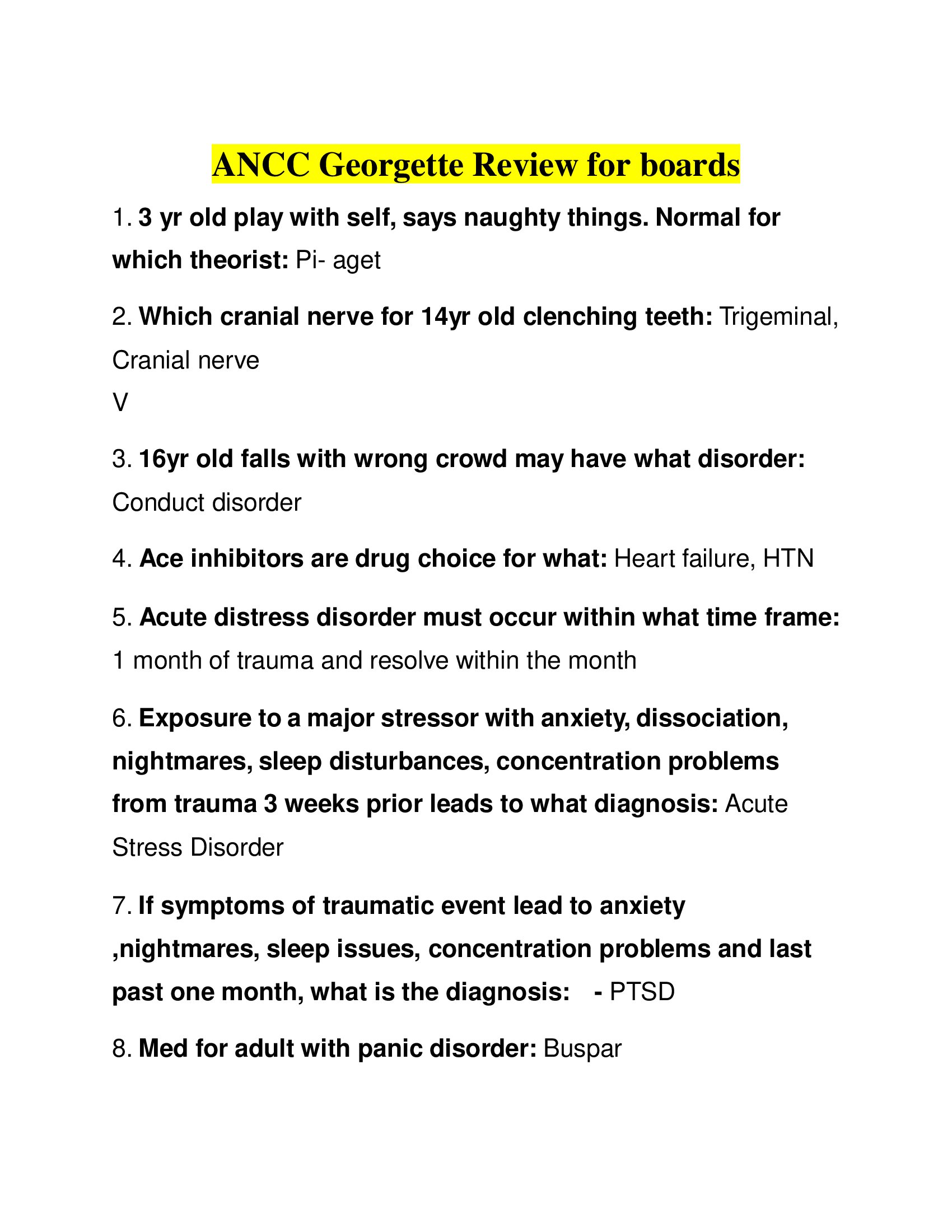 ANCC Georgette Review for boards 2022
