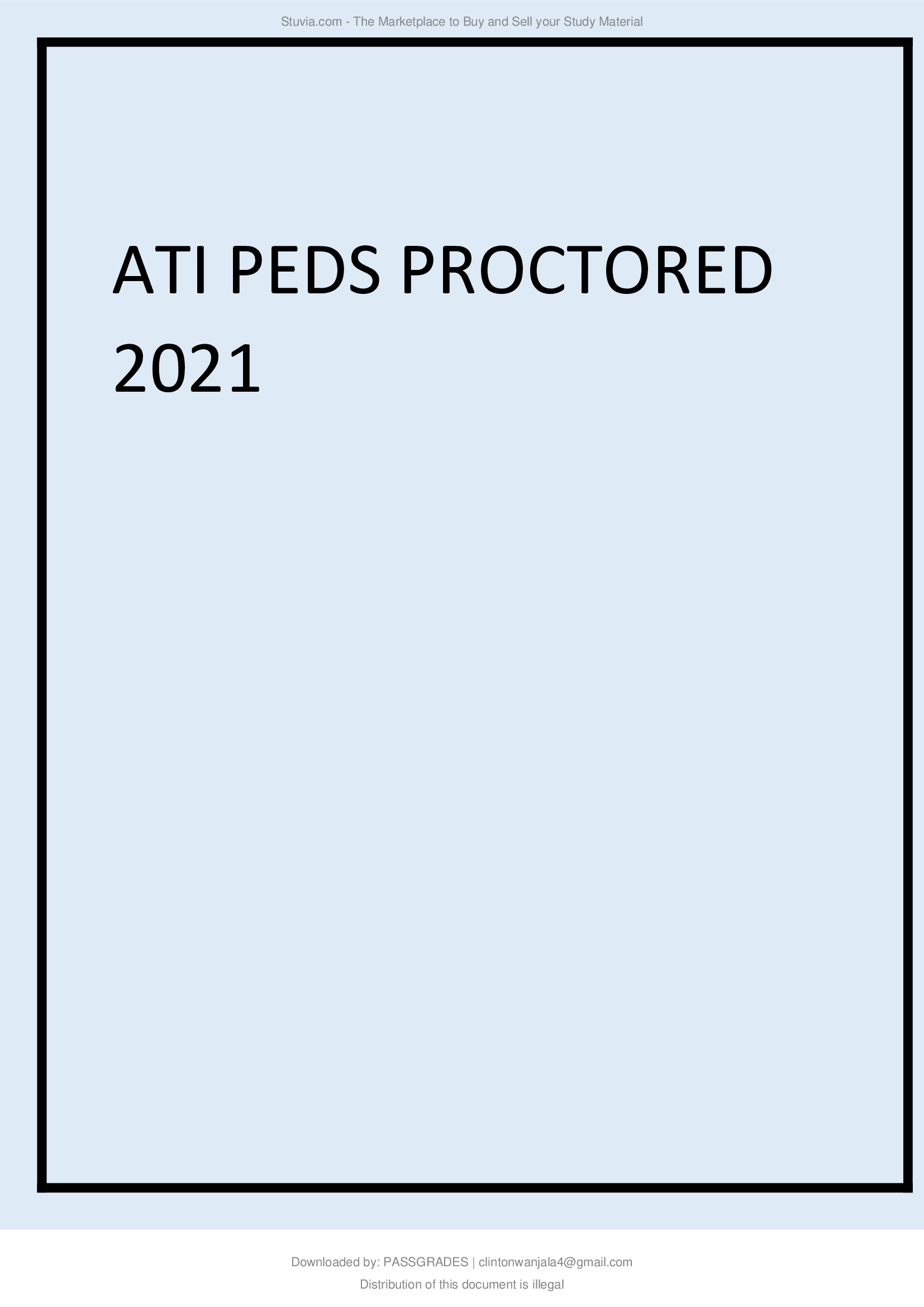 ATI PEDS PROCTORED QUESTIONS AND ANSWERS