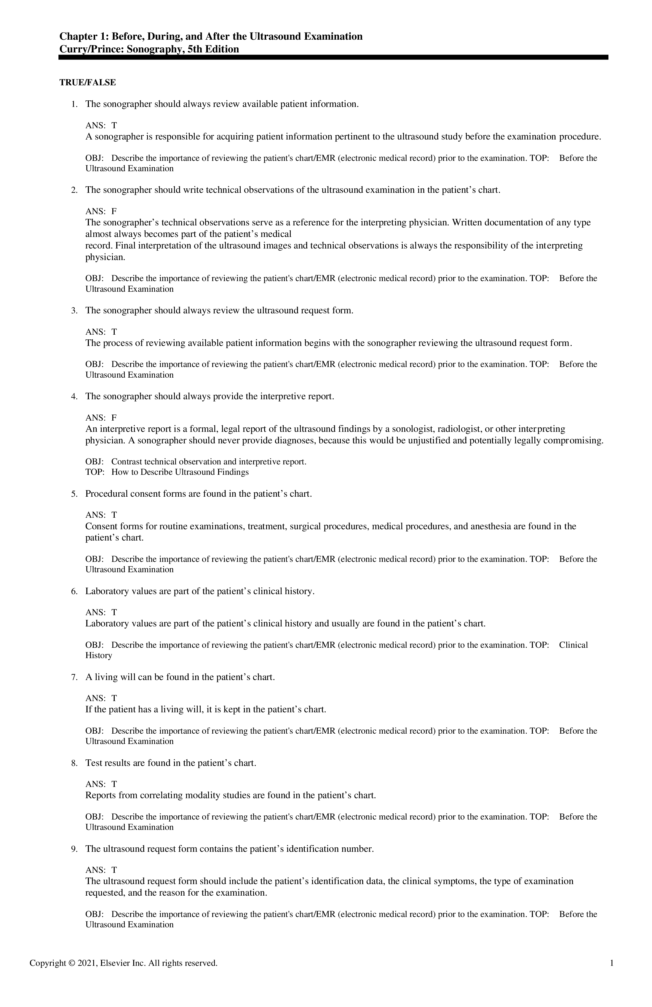 Test Bank for Sonography 5th Edition by Curry