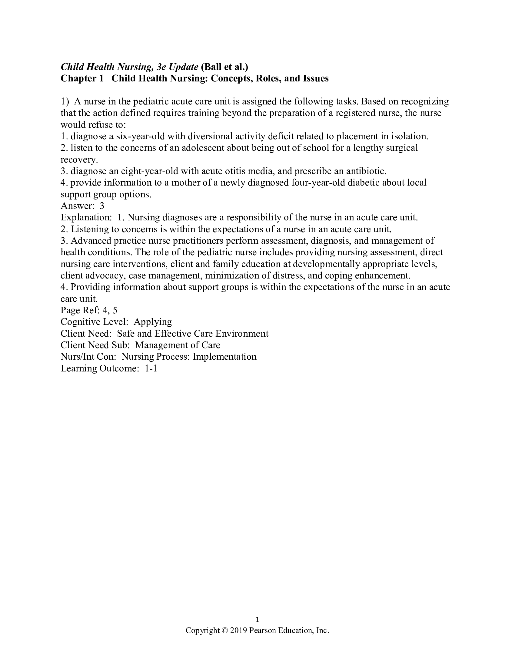 Test Bank for Child Health Nursing 3rd Edition by Ball