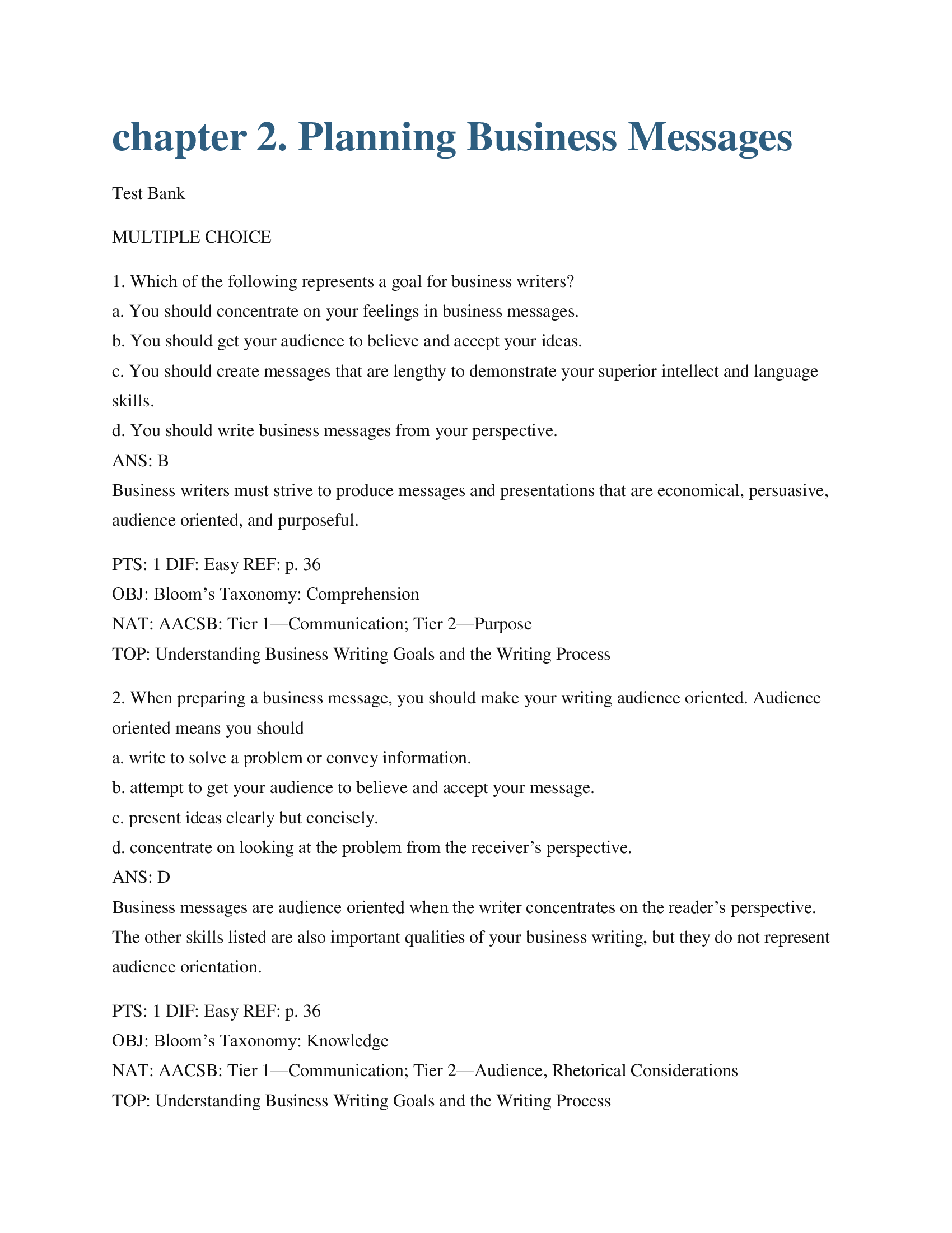 A Complete Test Bank For Essentials of Business Communication, 9th Edition Mary Ellen Guffey, Dana Loewy