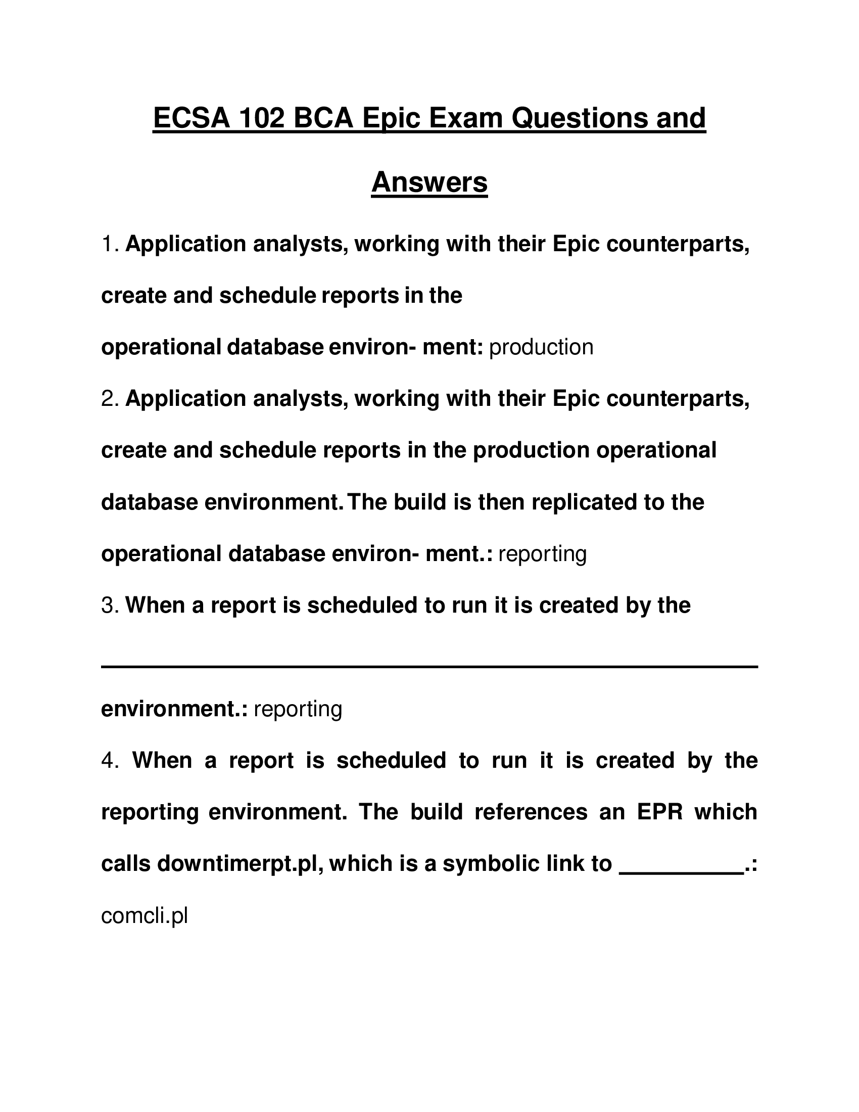 ECSA 102 BCA Epic Exam Questions and Answers