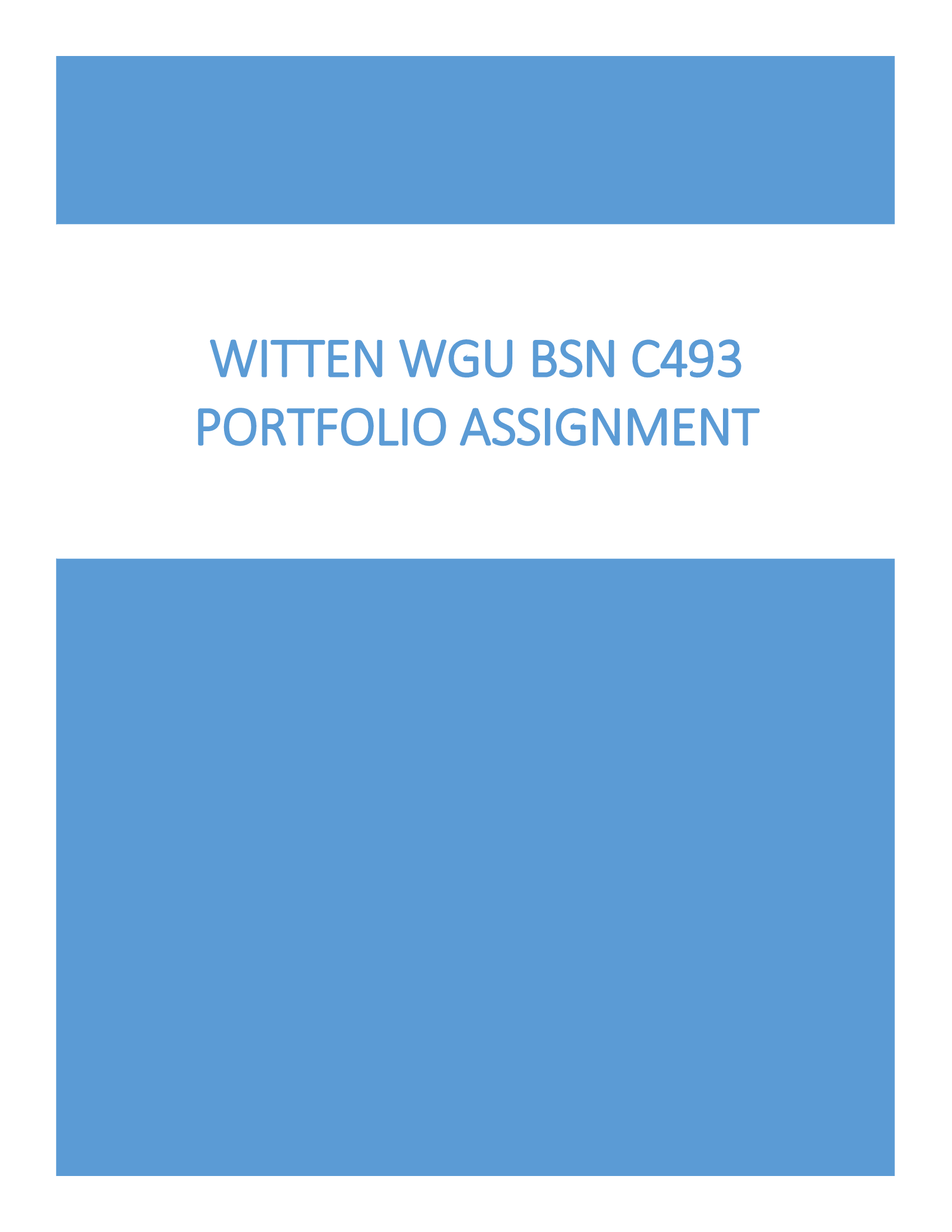 WGU BSN C493 Portfolio Written Paper 2026