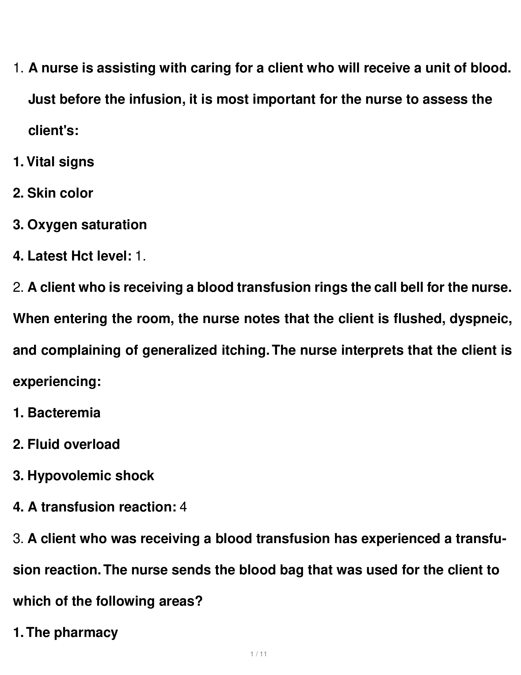 Therapy & Blood Administration NCLEX 2024 Reviewed Questions And Answers