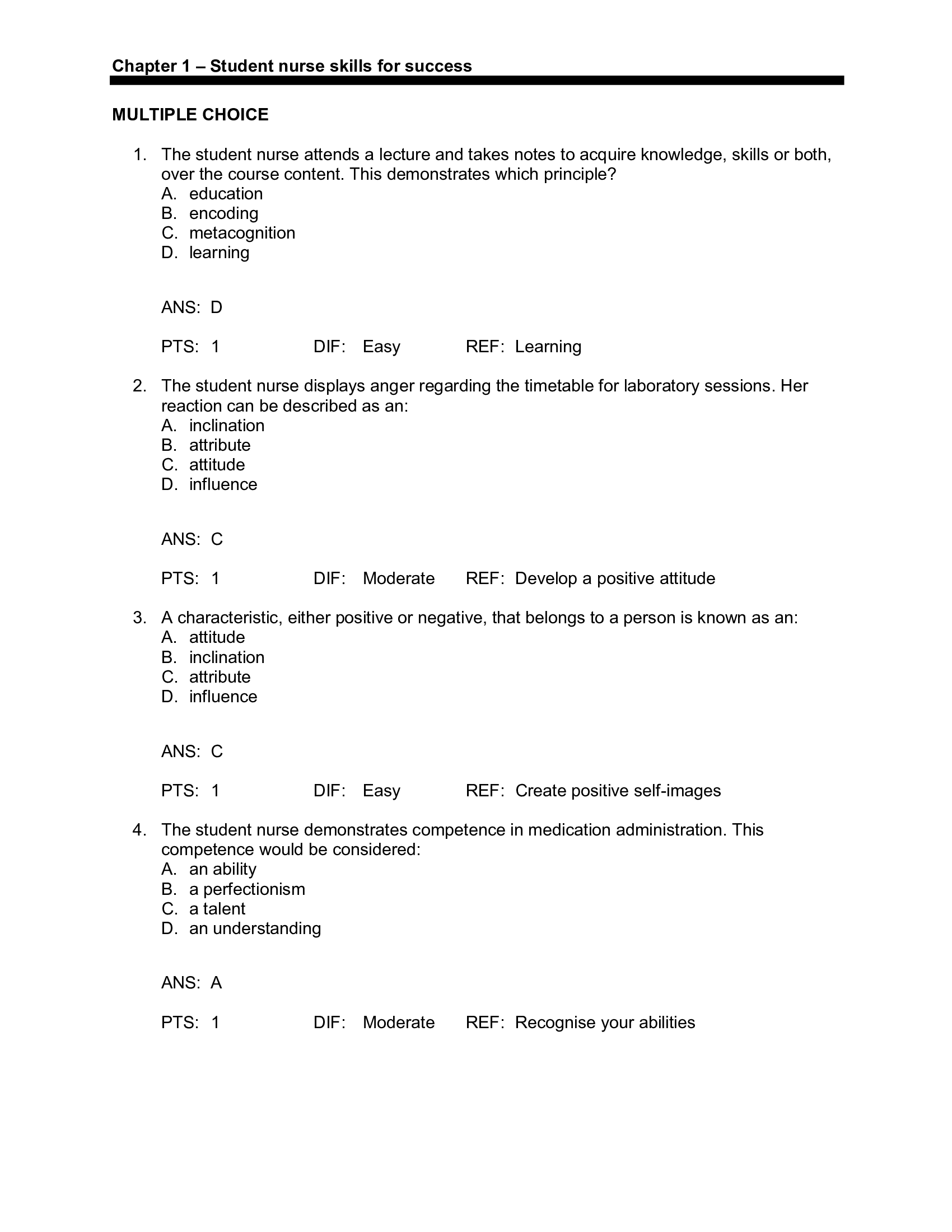 Test Bank for Foundations of Nursing 1st Australia and New Zealand Edition by Clarke