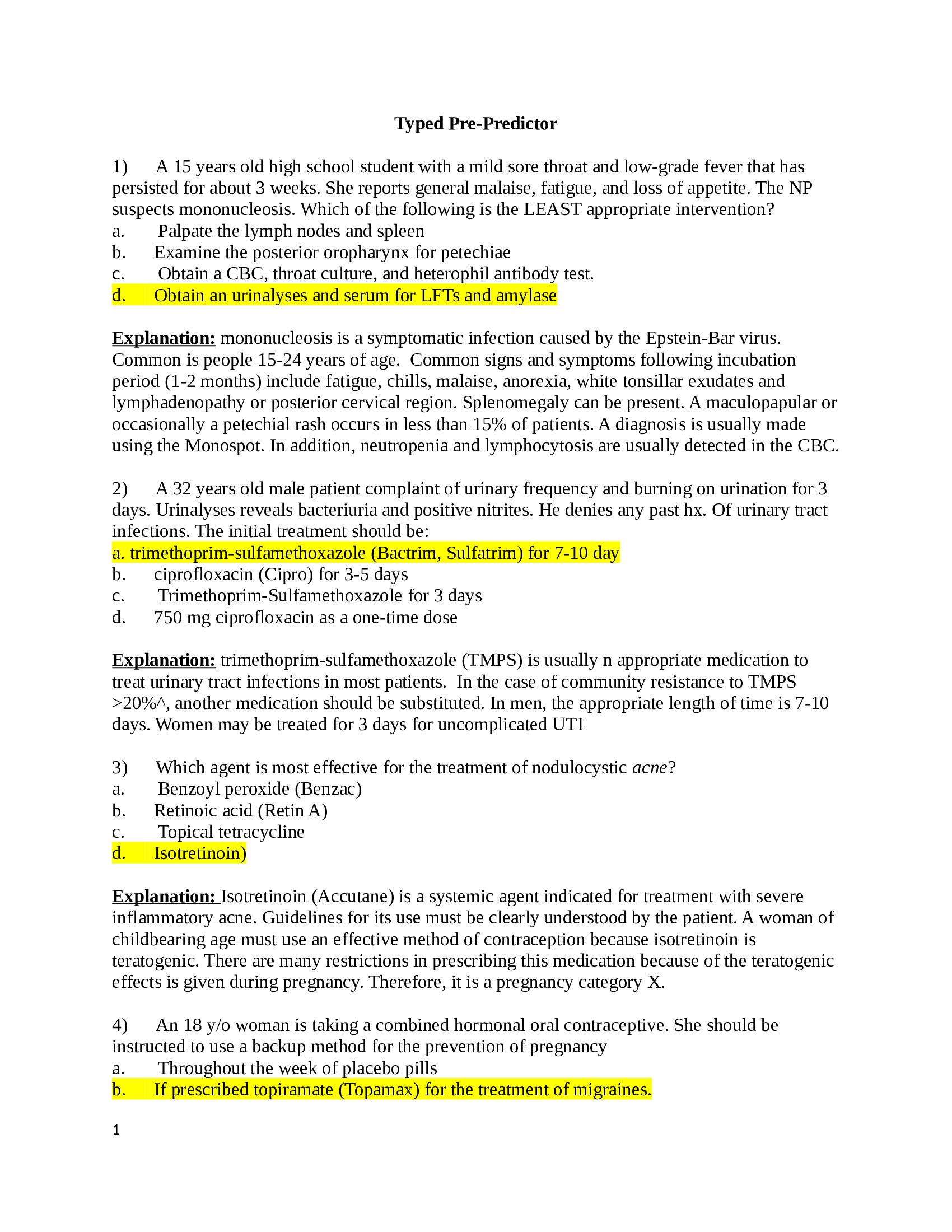 NSG 6440 Predictor Test 2022
