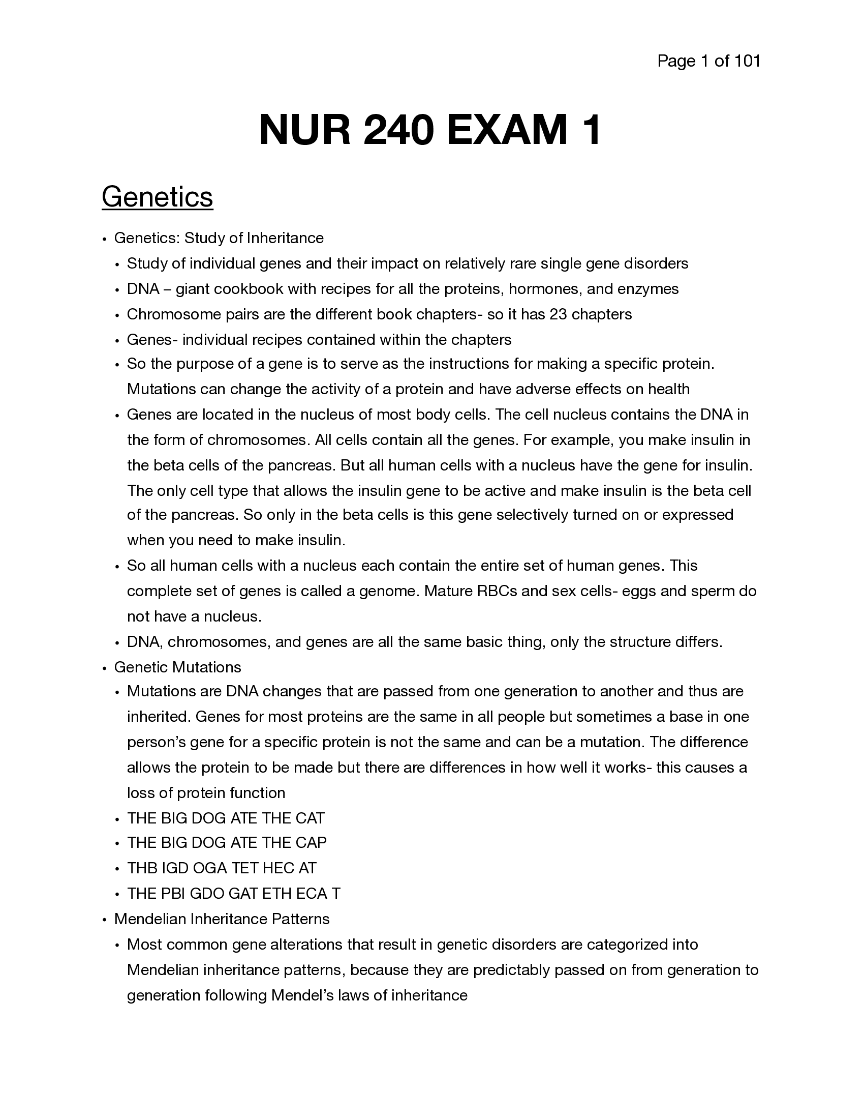 NUR 240 EXAM 1 Study Guide 2022
