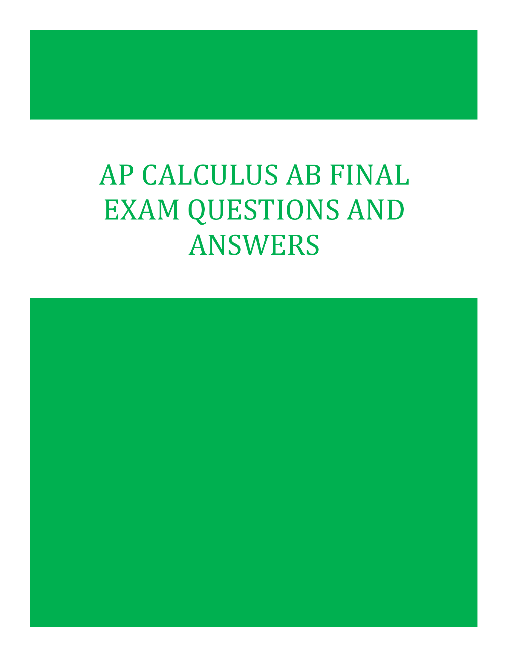 AP Calculus AB Final Exam Questions and Answers 2026