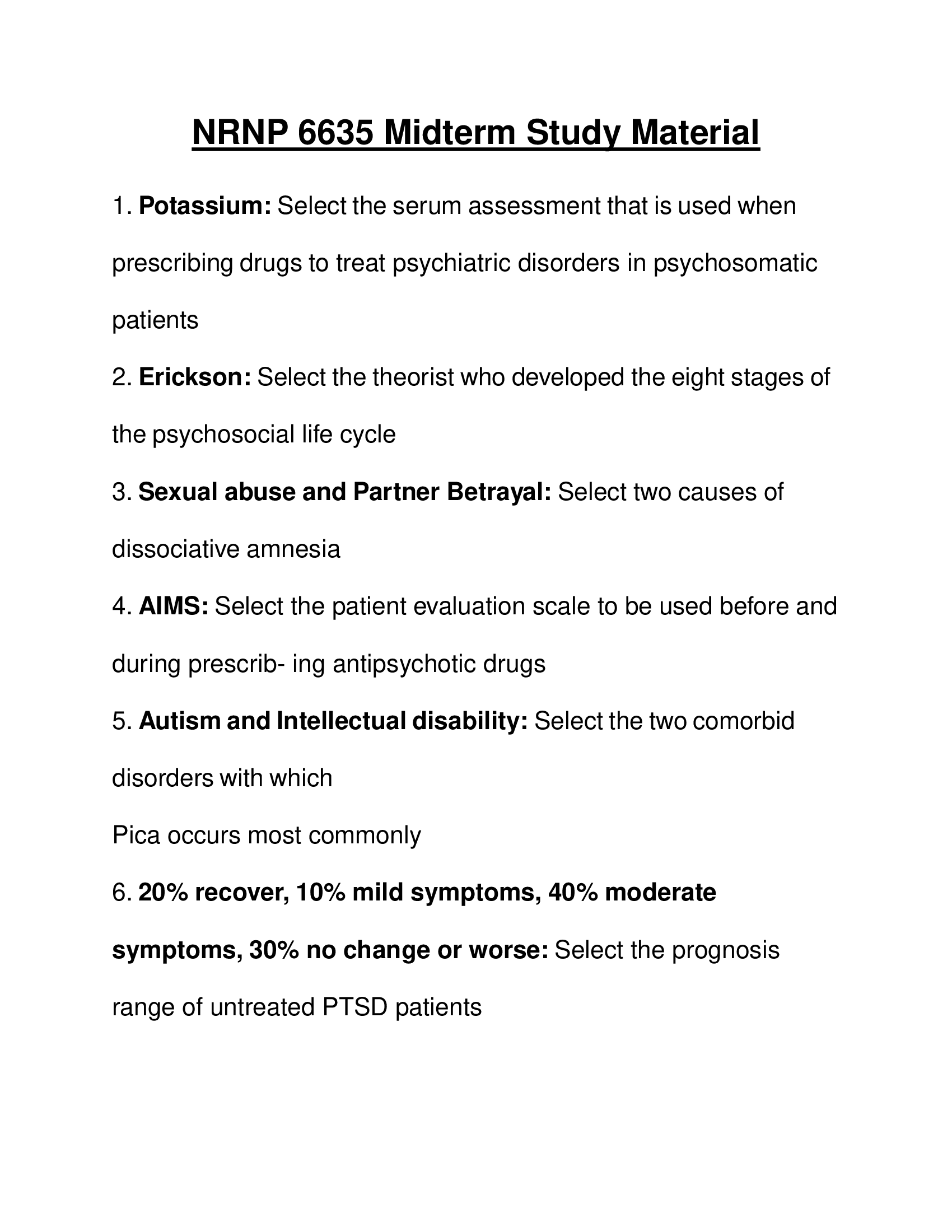 NRNP 6635 Midterm Study Material 2023