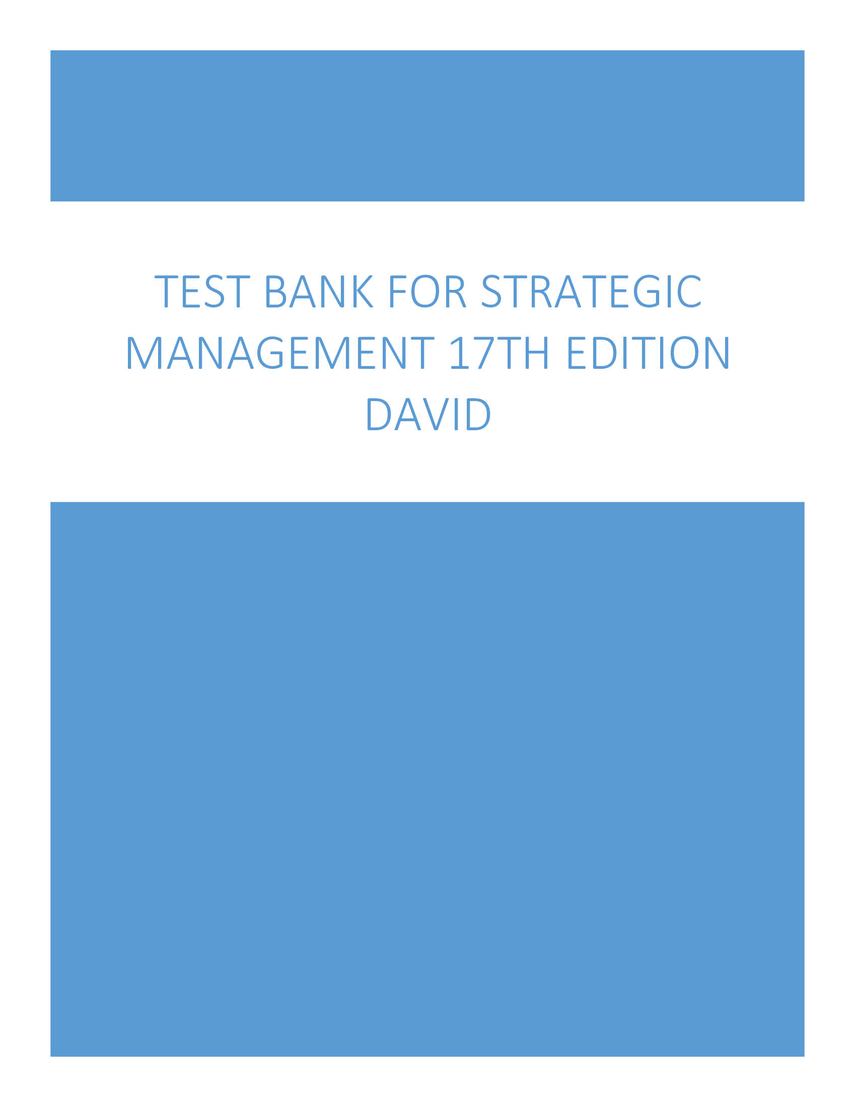 Test Bank For Strategic Management 17th Edition David