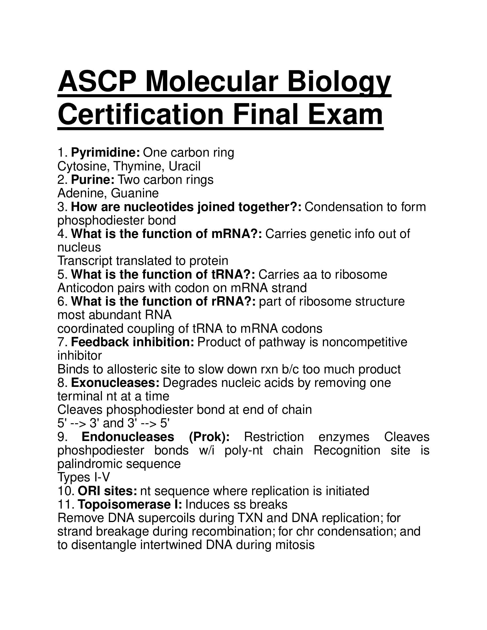 ASCP Molecular Biology Certification Final Exam