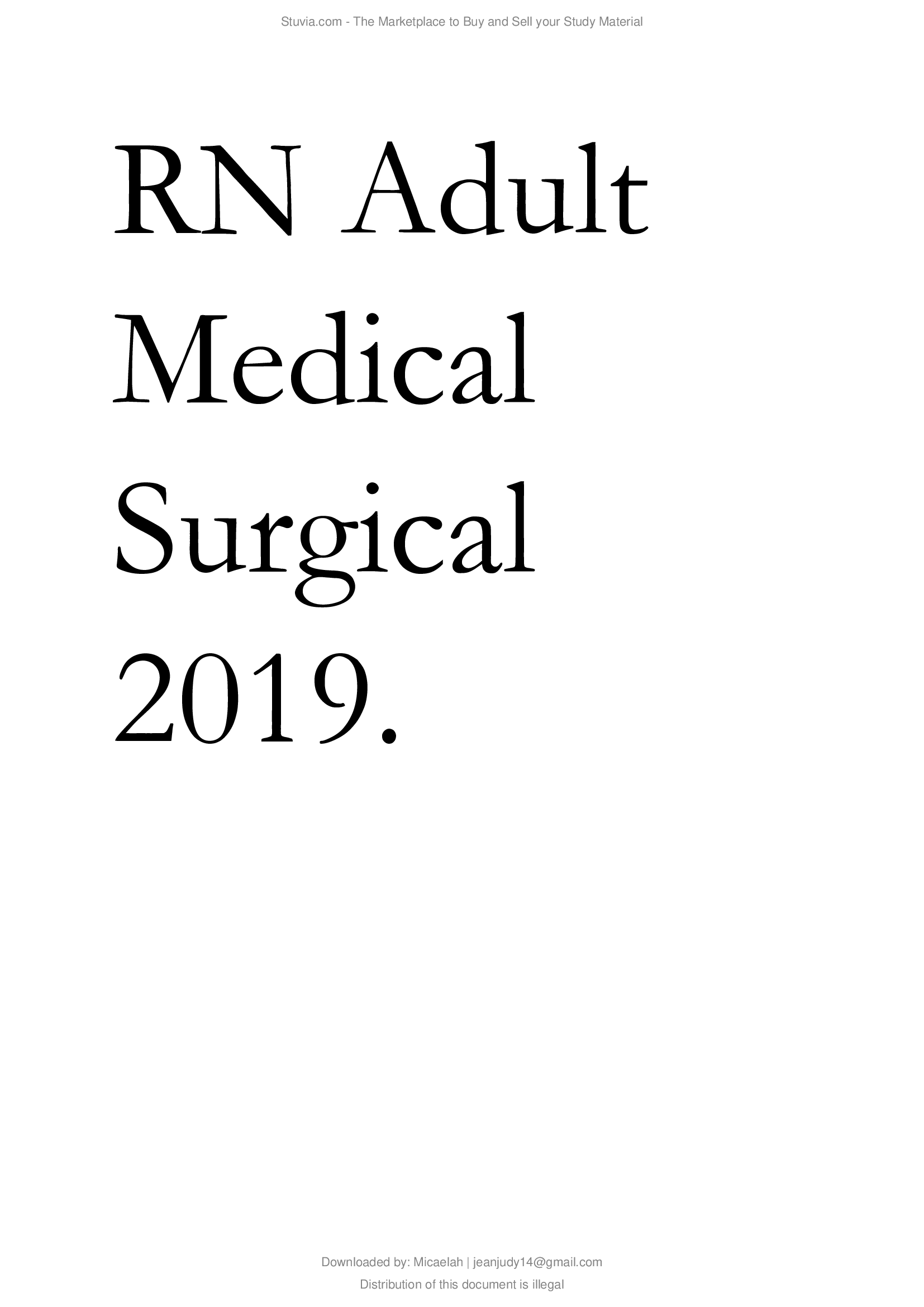RN Adult Medical Surgical 2019