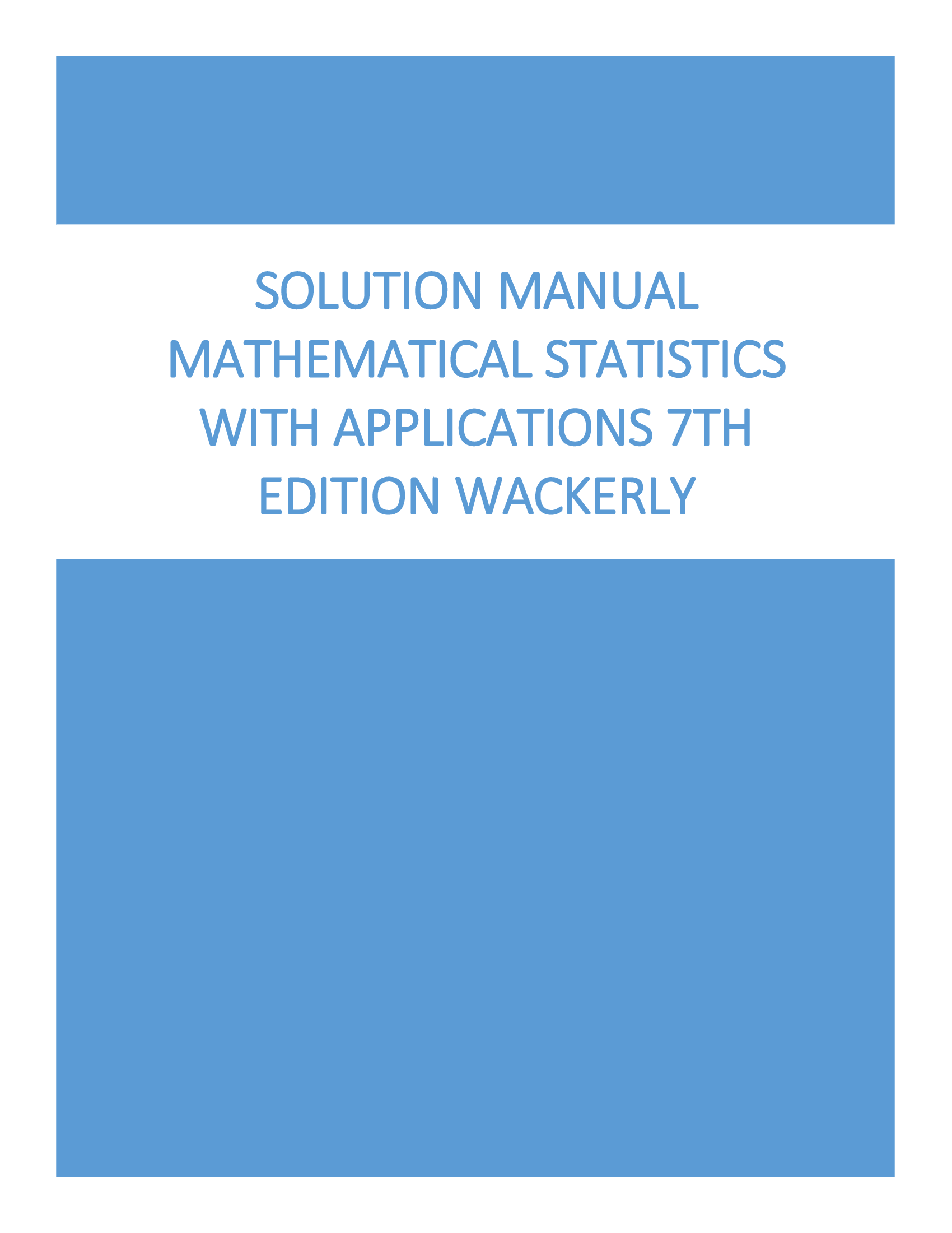 Solution Manual Mathematical Statistics With Applications 7th Edition Wackerly