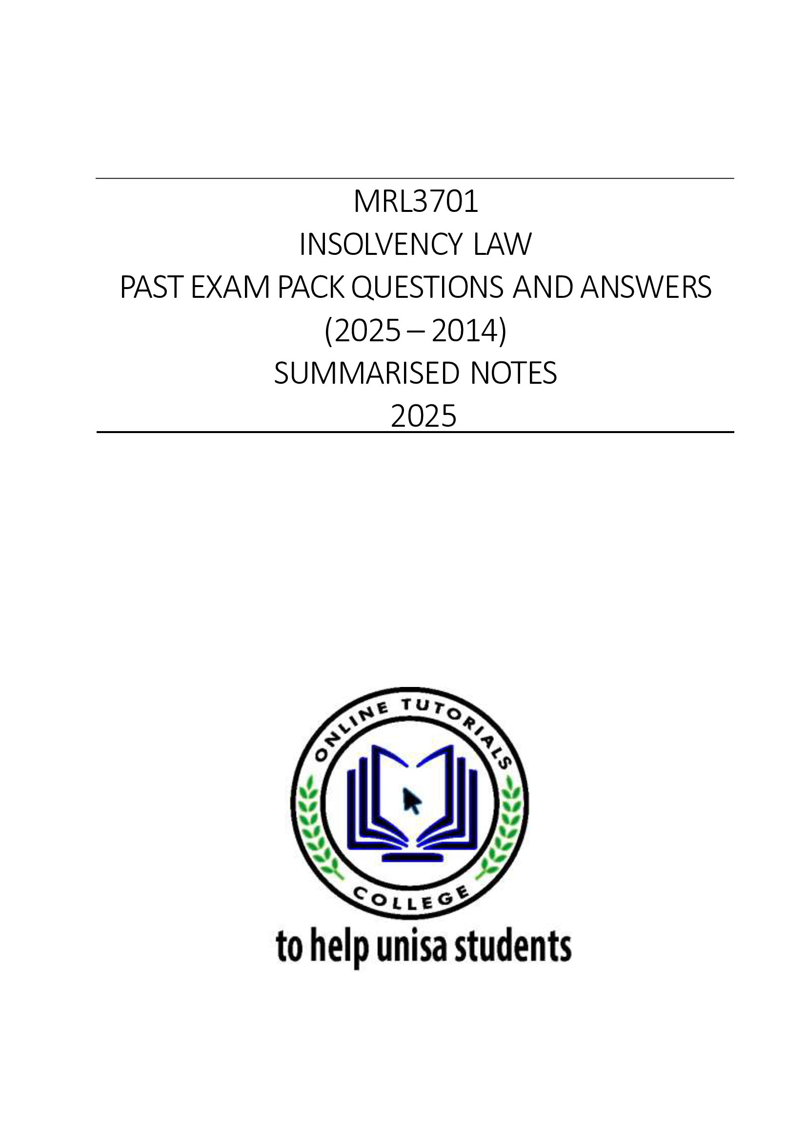 MRL3701 EXAM PACK 2026