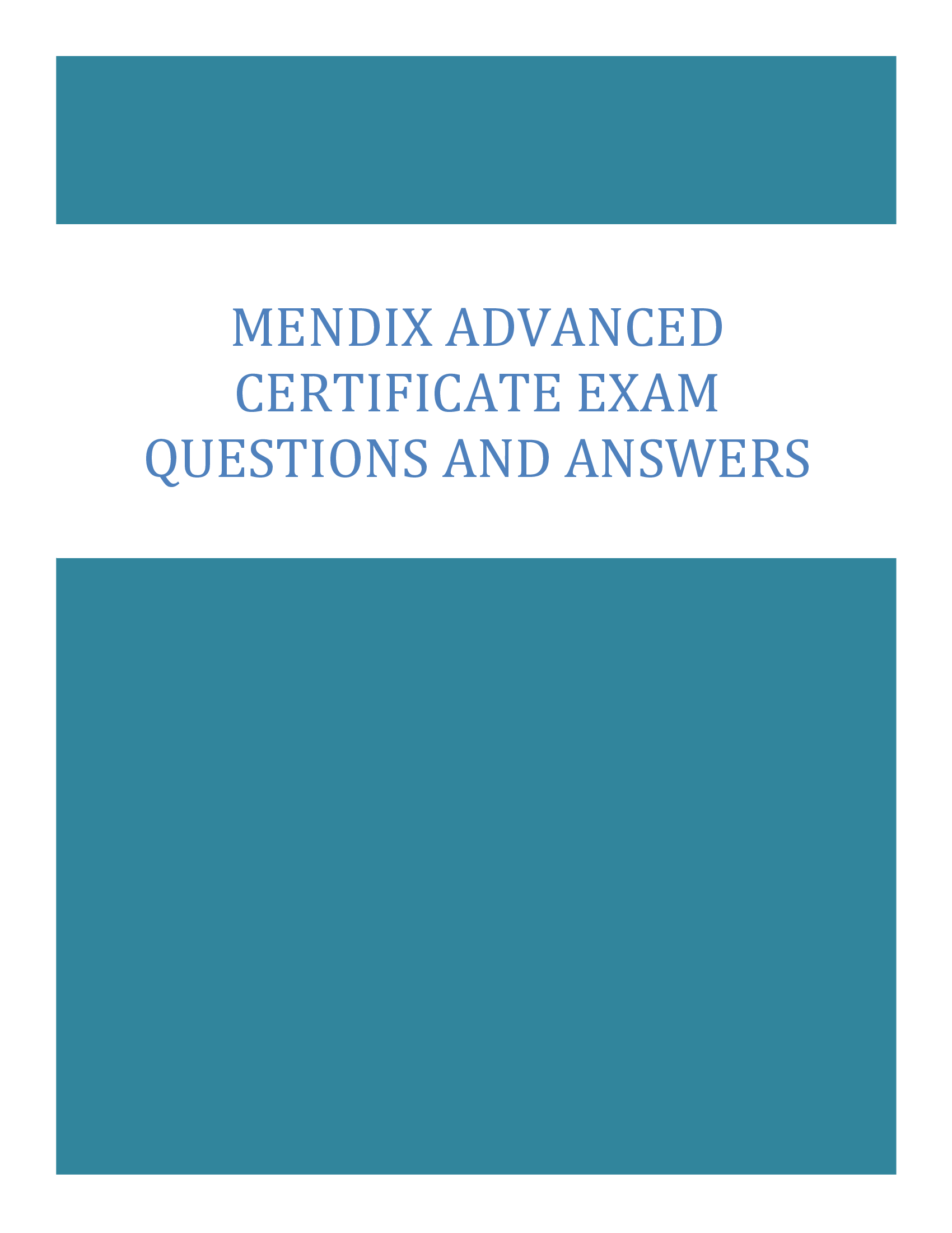 Mendix Advanced Certificate Exam Questions and Answers