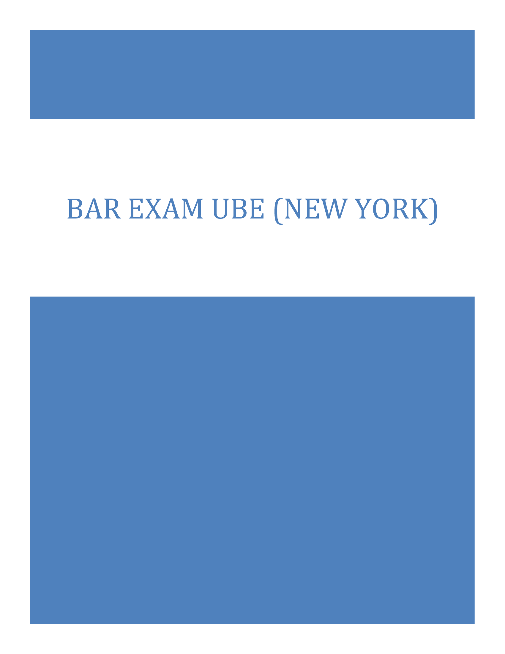 Bar Exam UBE (New York) Questions and Answers