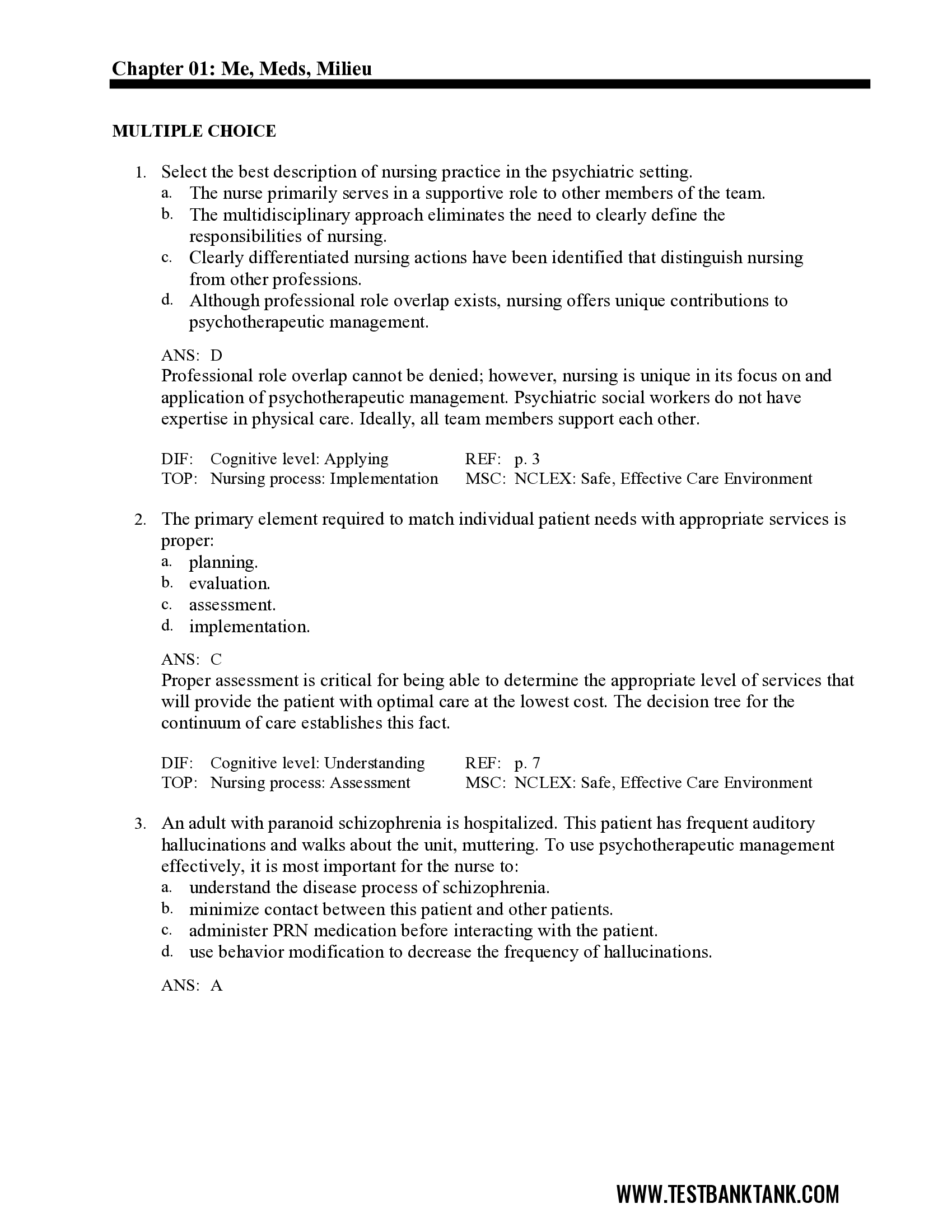 TEST BANK FOR PSYCHIATRIC NURSING 7TH EDITION BY KELTNER ALL CHAPTERS