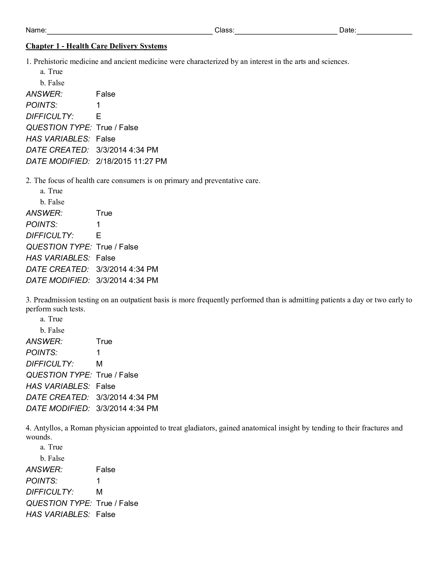 Test Bank for Essentials of Health Information Management 4th Edition by Bowie