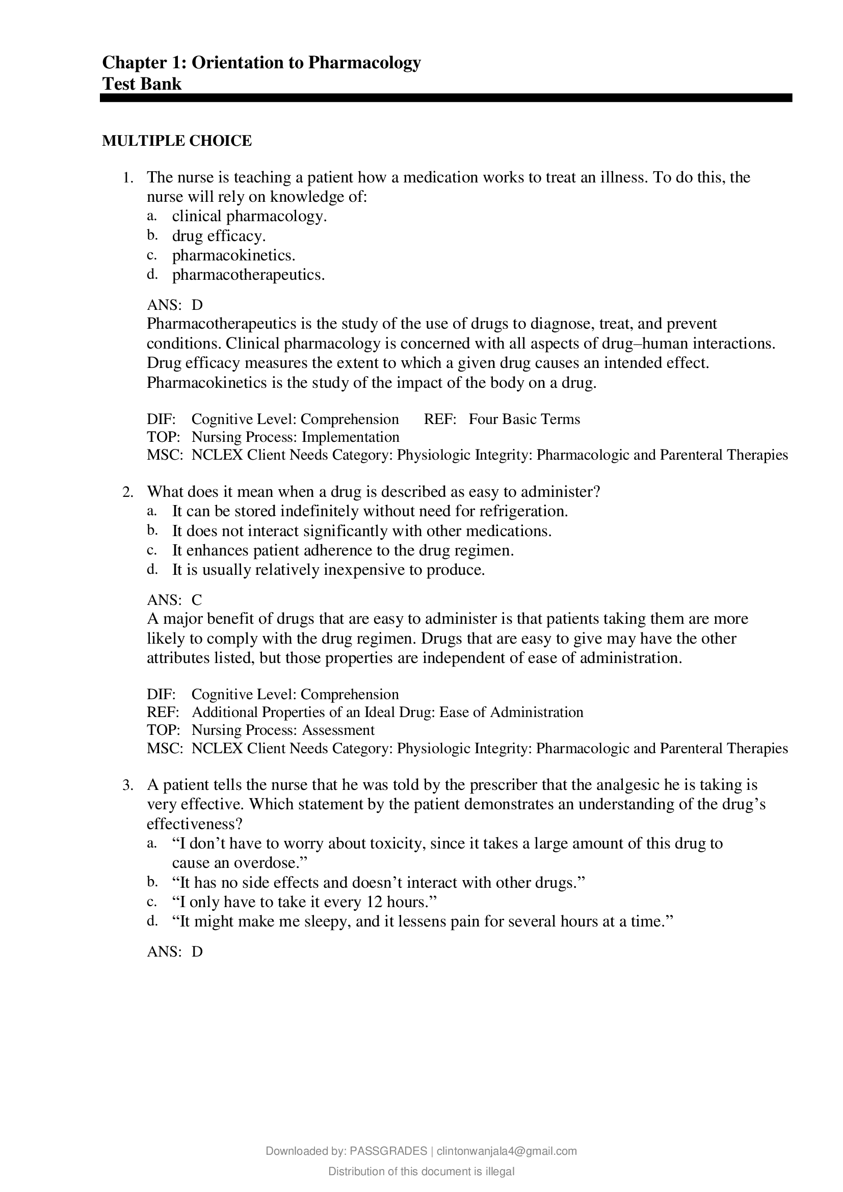 Test Bank For Lehnes Pharmacology for Nursing Care 10th Edition BY Burchum