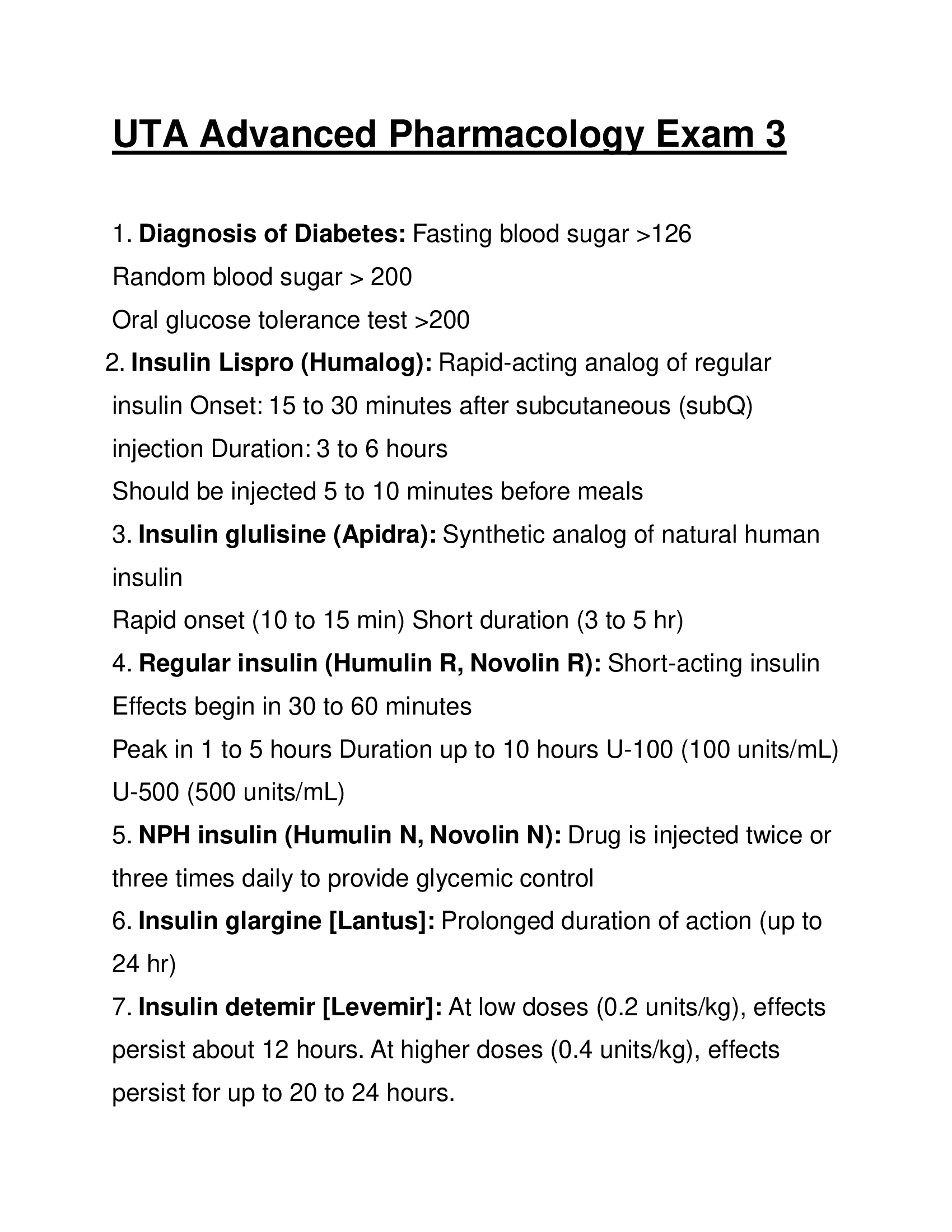 2026 UTA Advanced Pharmacology Exam 3