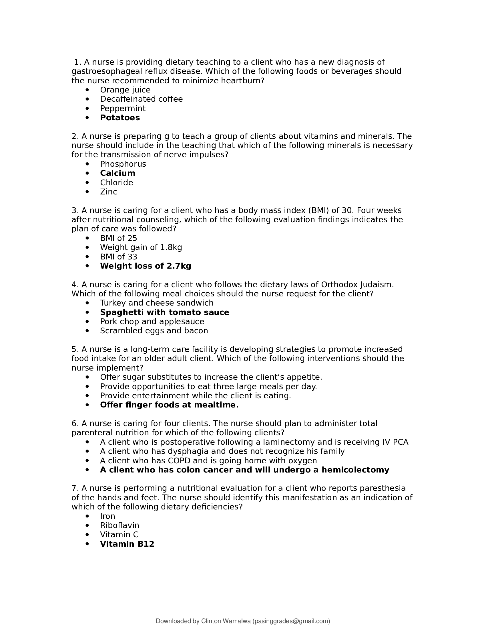 ATI nutrition proctored questions and answers latest