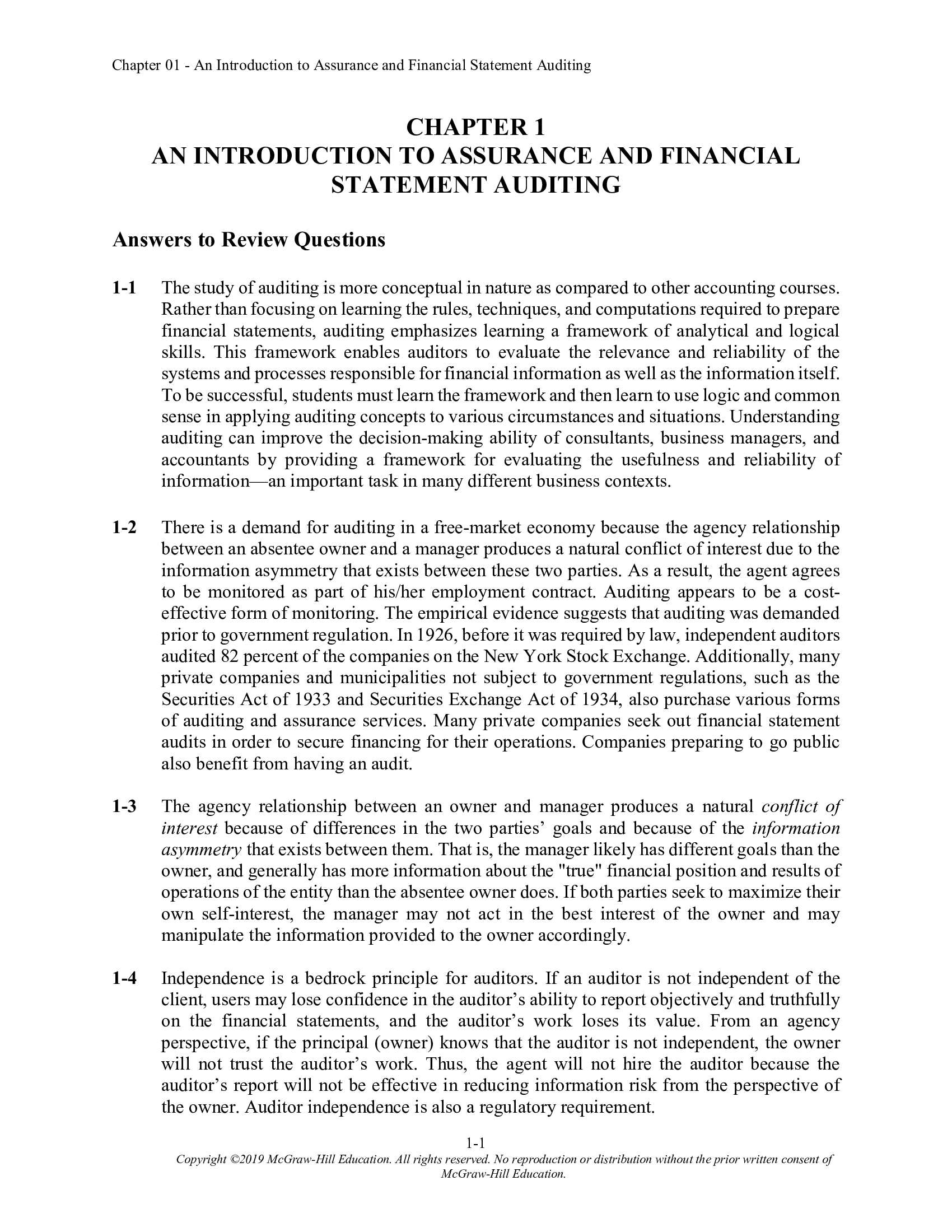 Solution Manual for Auditing and Assurance Services 11th Edition By Messier