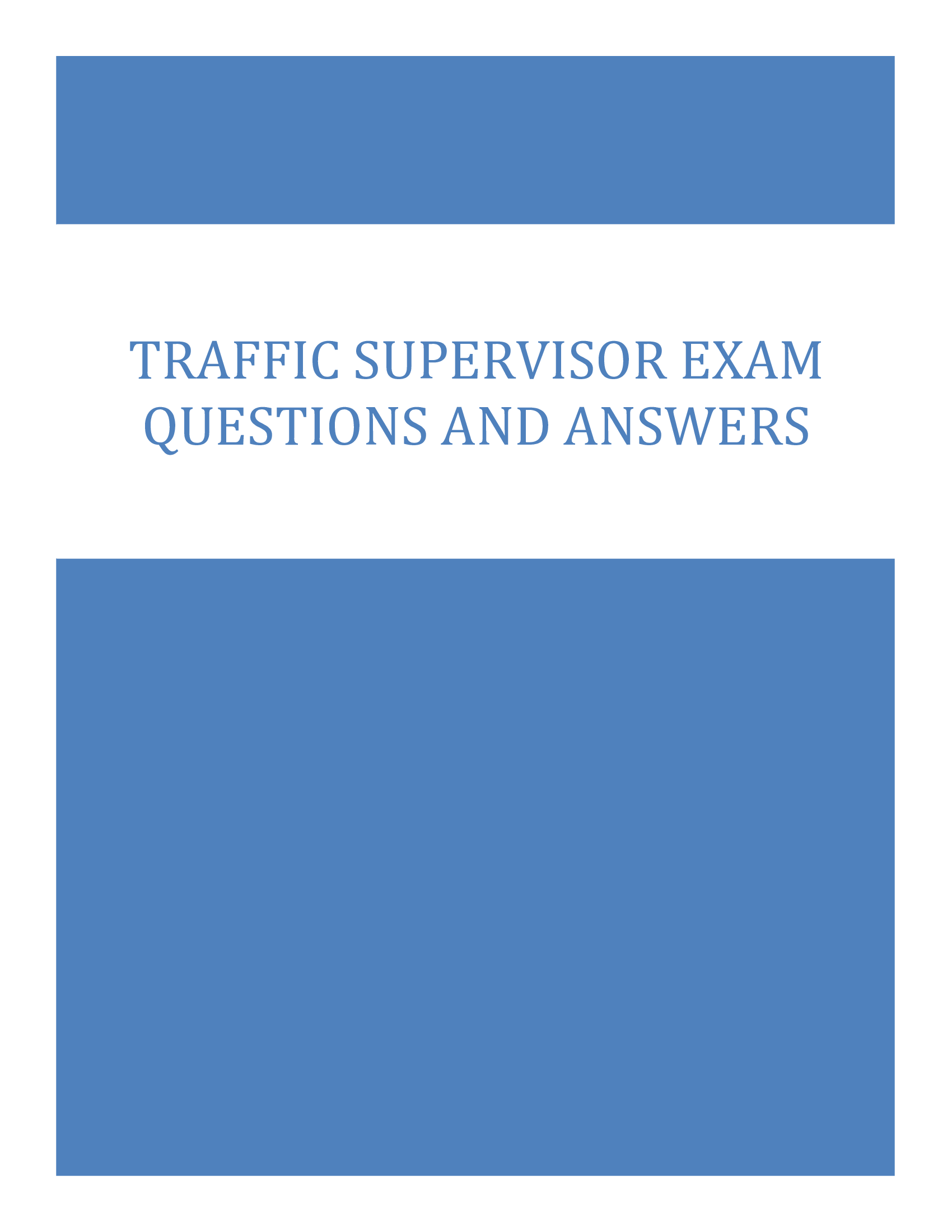 Traffic Supervisor Exam Questions and Answers 2026