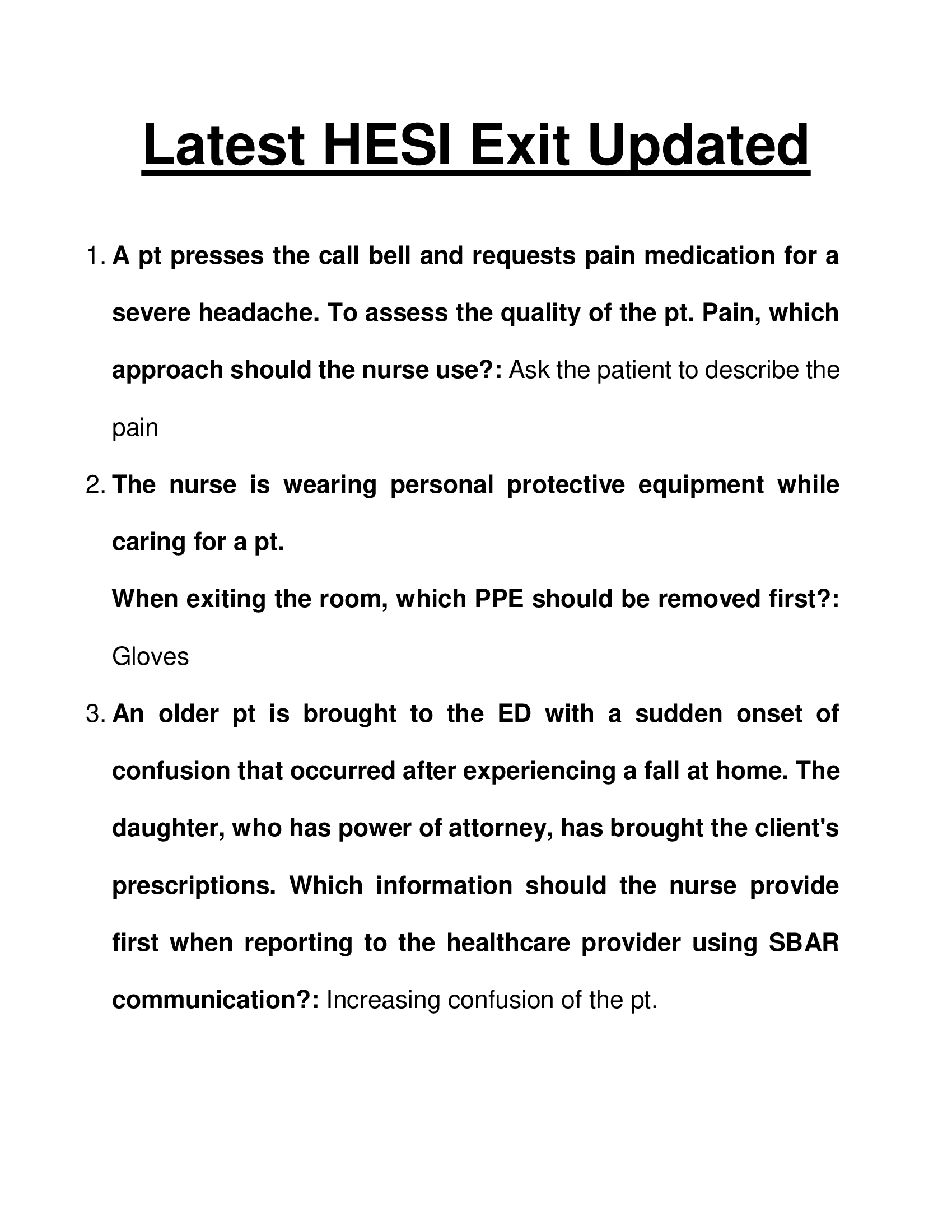 Latest HESI Exit Exam Updated 2023