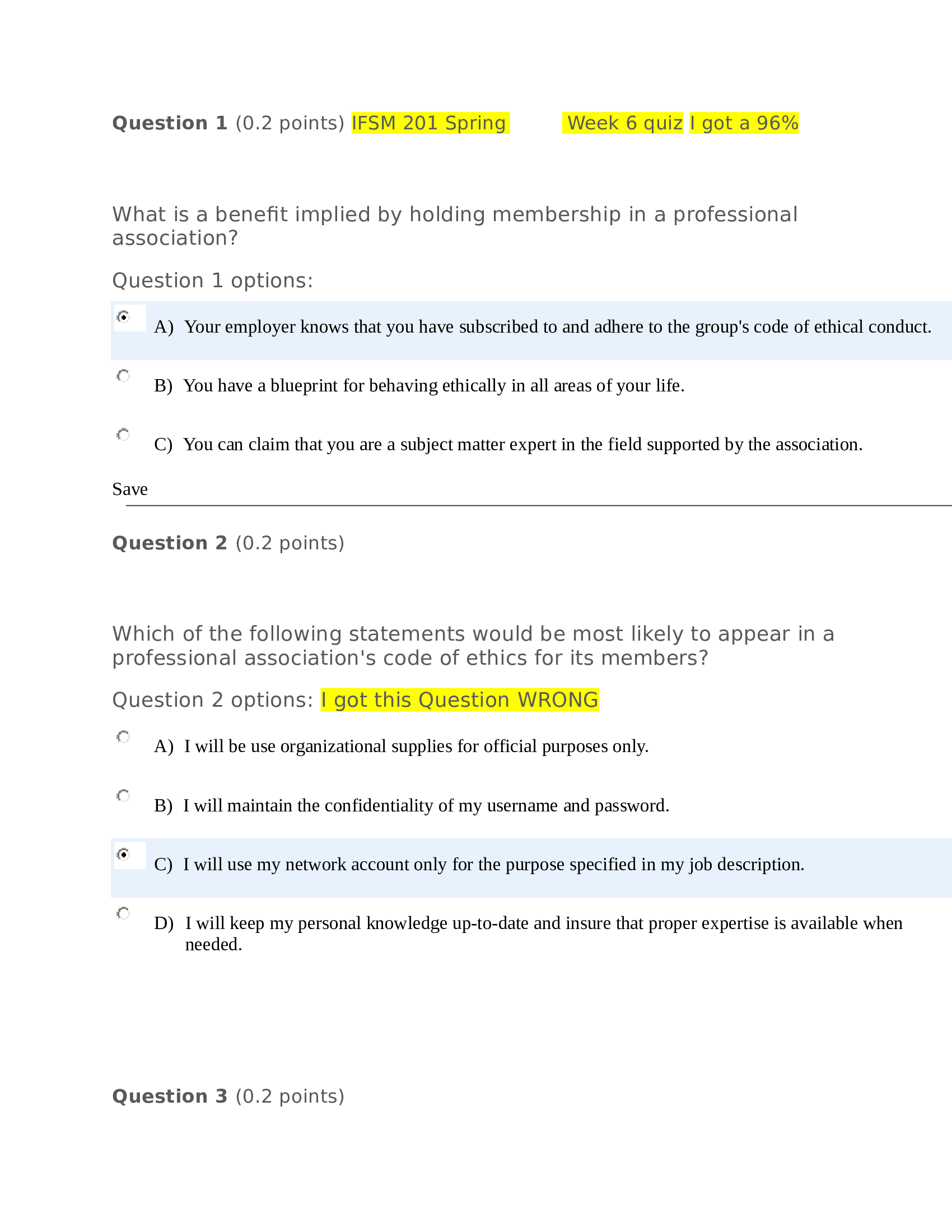University of Maryland IFSM 201 week 6 quiz