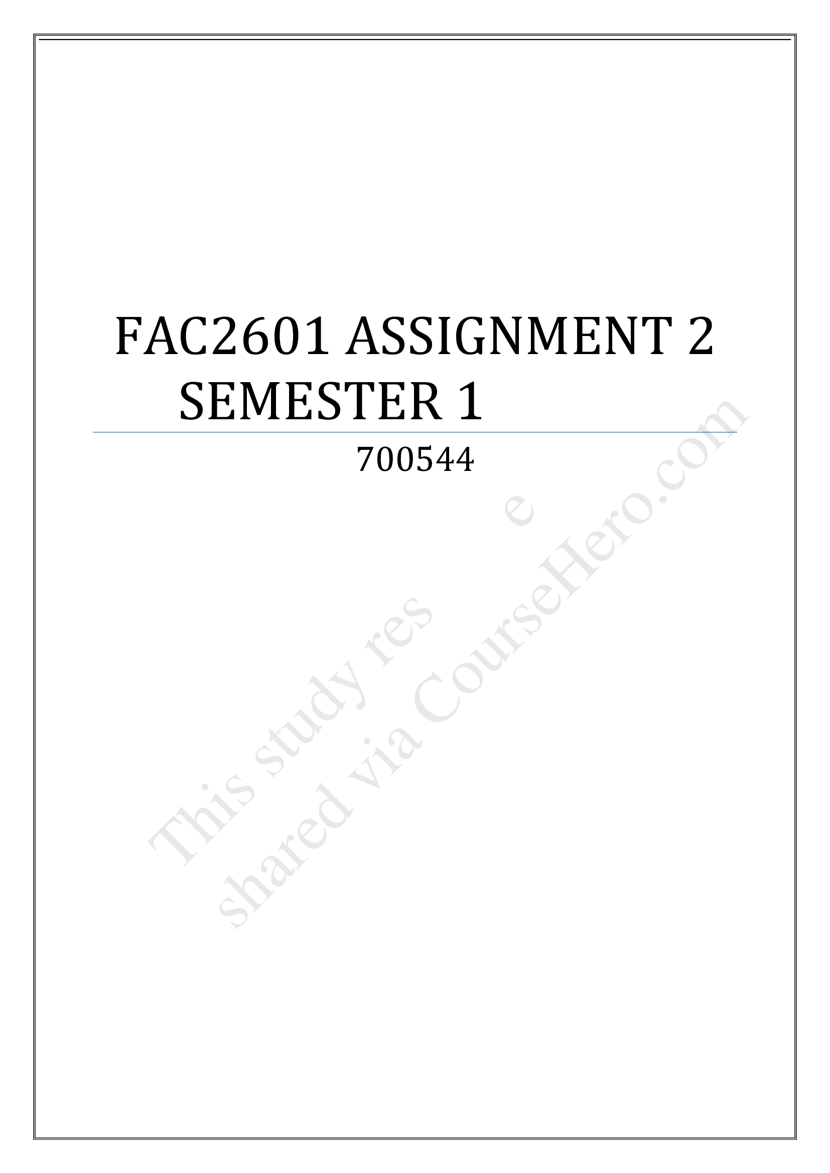 FAC2601 ASSIGNMENT 2 SEMESTER 1
